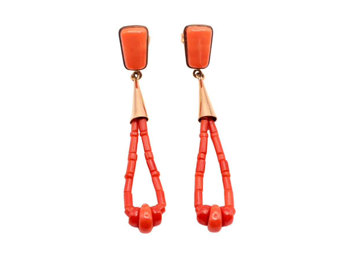 Don Supplee 14k Gold and Coral Dangle Earrings