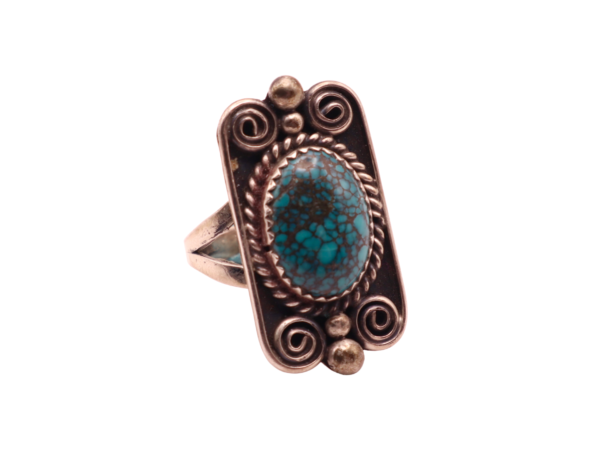 Old High Grade Nevada Web Turquoise Ring 8