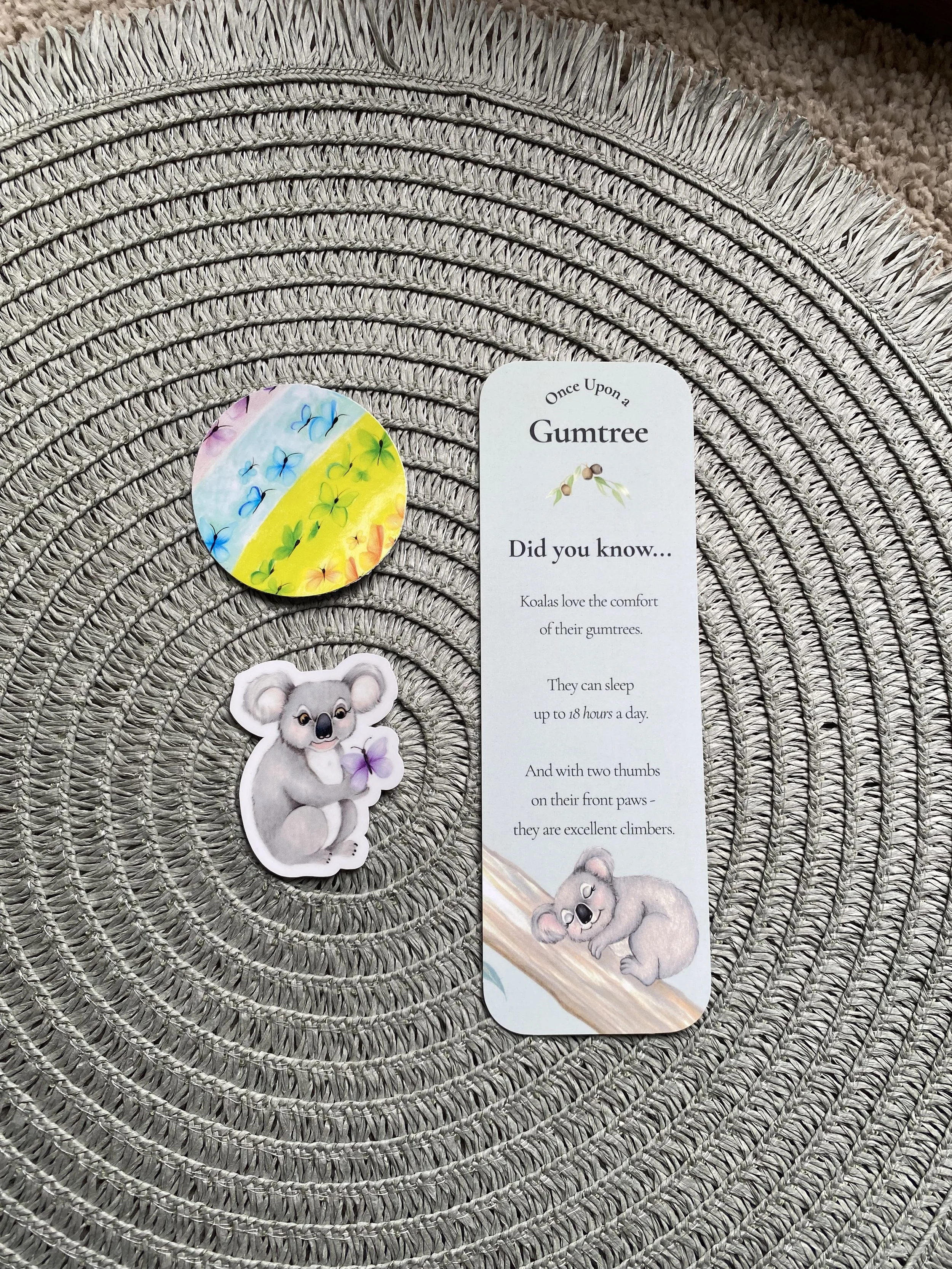 Once Upon a Gumtree Koala Bookmark and Stickers