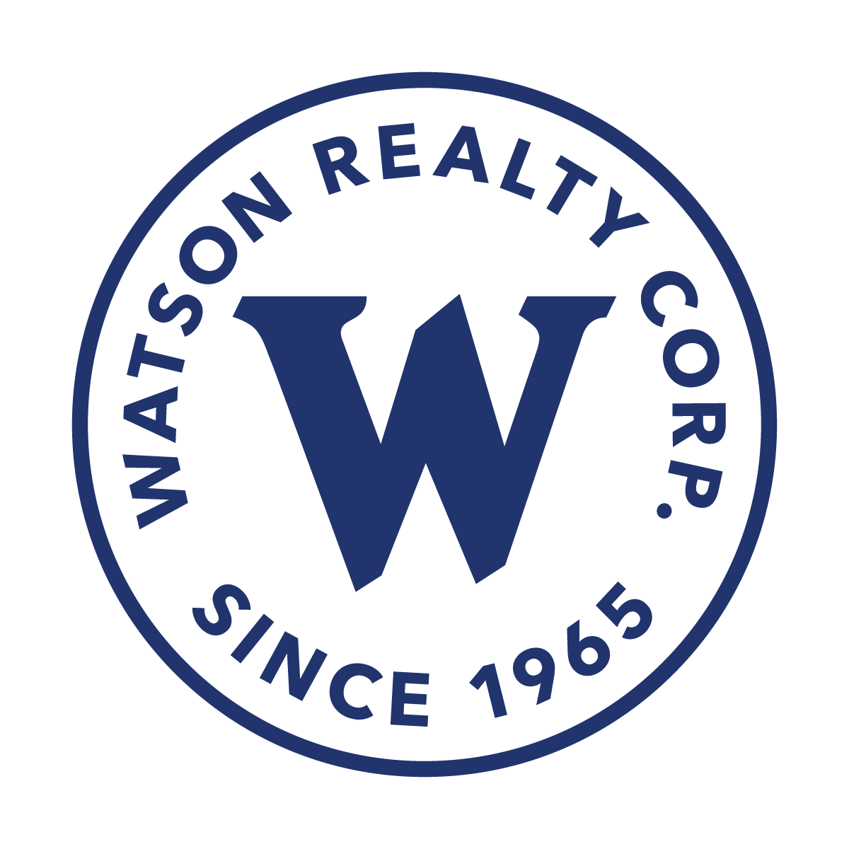 WATSON REALTY CO. logo with a large 'W' in the center, encircled by the text 'WATSON REALTY CO.' and 'SINCE 1965'.