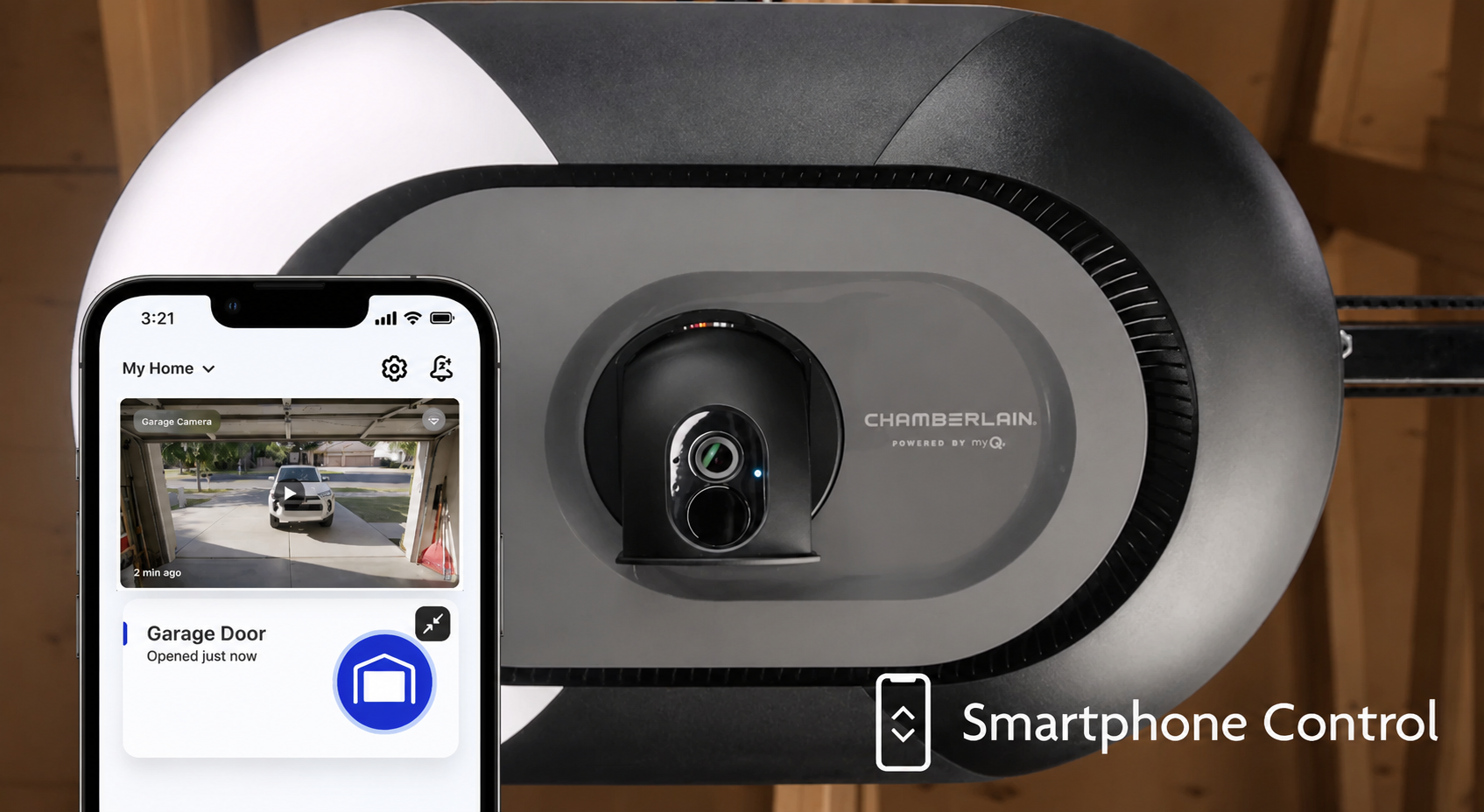 Smart Wi-Fi garage door opener with app control and remote access features