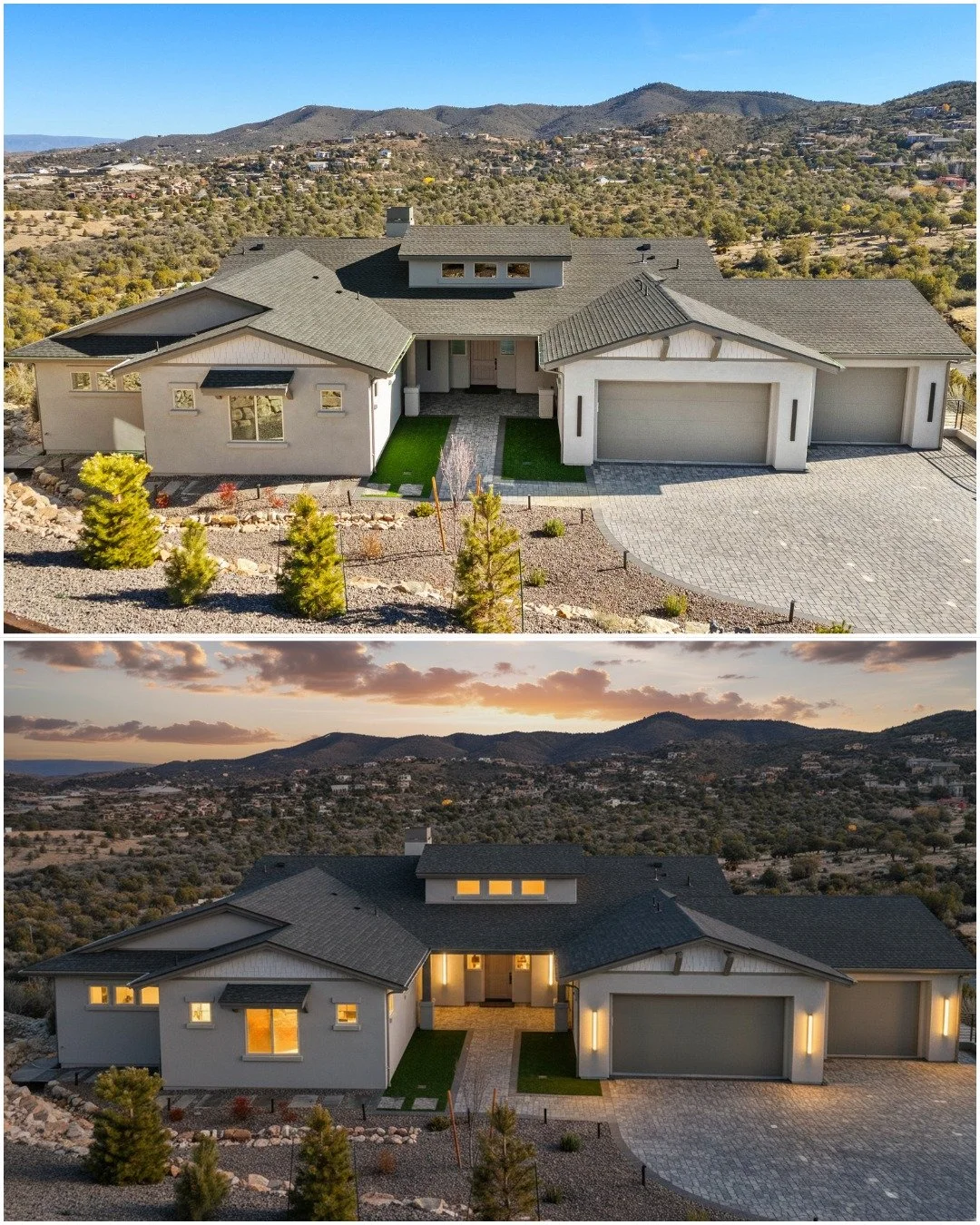 Perched above Mount Vernon Avenue, this one-of-a-kind Prescott residence was an incredible space to capture. Expansive windows frame sweeping views of the Granite Dells and San Francisco Peaks, while the open-concept design, stone fireplace, and chef