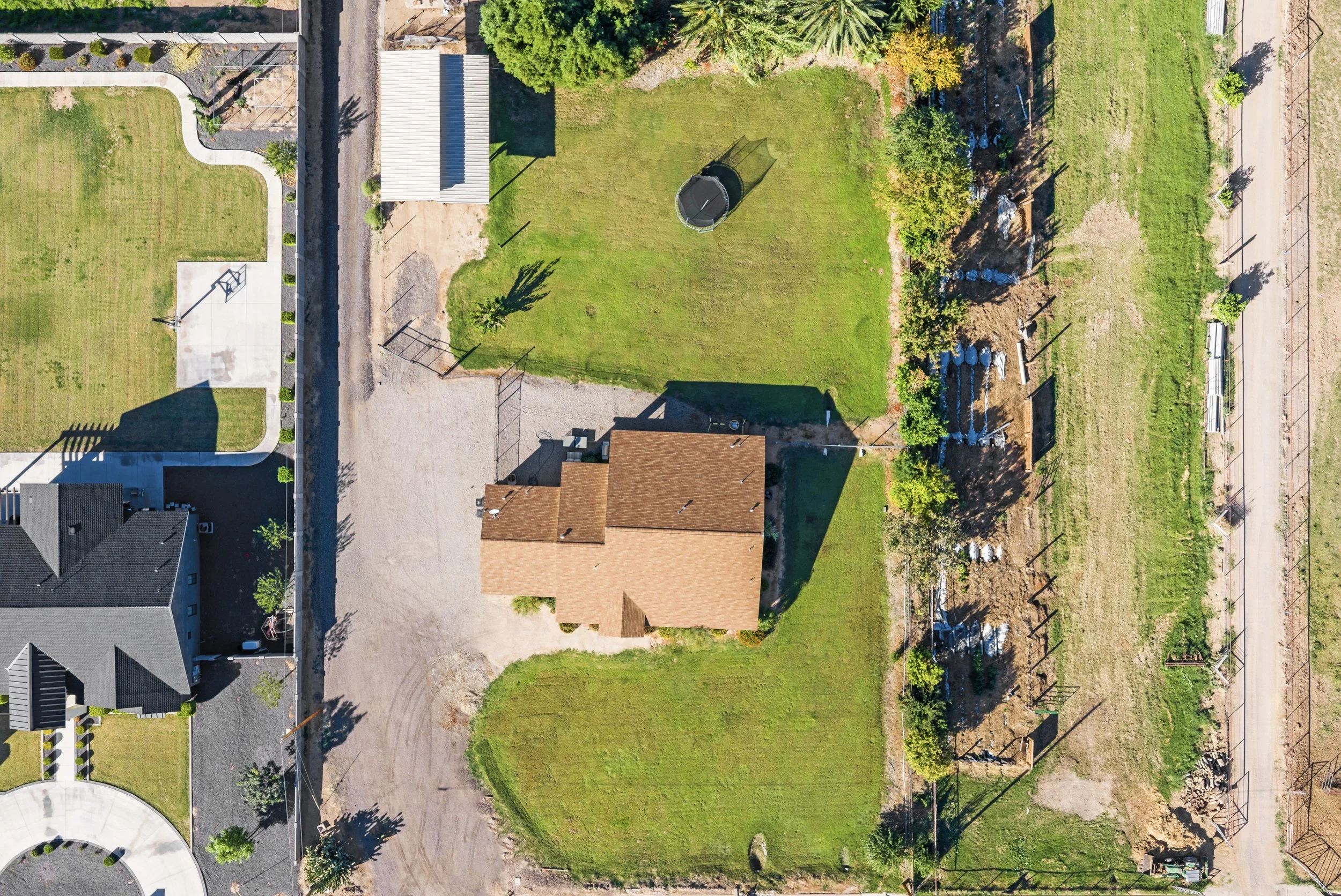 Overhead drone view of a large residential lot in Arizona.