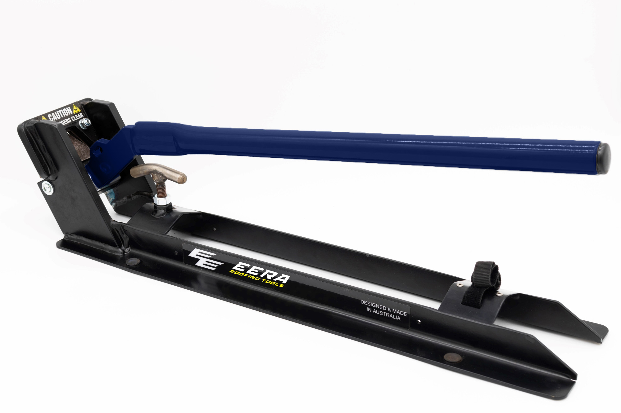 A black and blue roofing tear-off bar for removing shingles, labeled EERA Roofing Tools, on a white background.