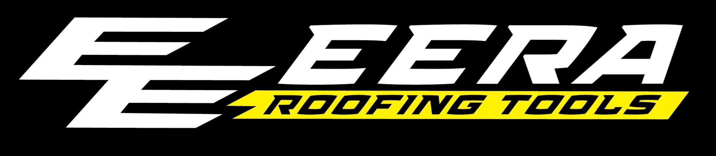 Logo for Eera Roofing Tools with bold stylized text and a yellow banner for the tagline.