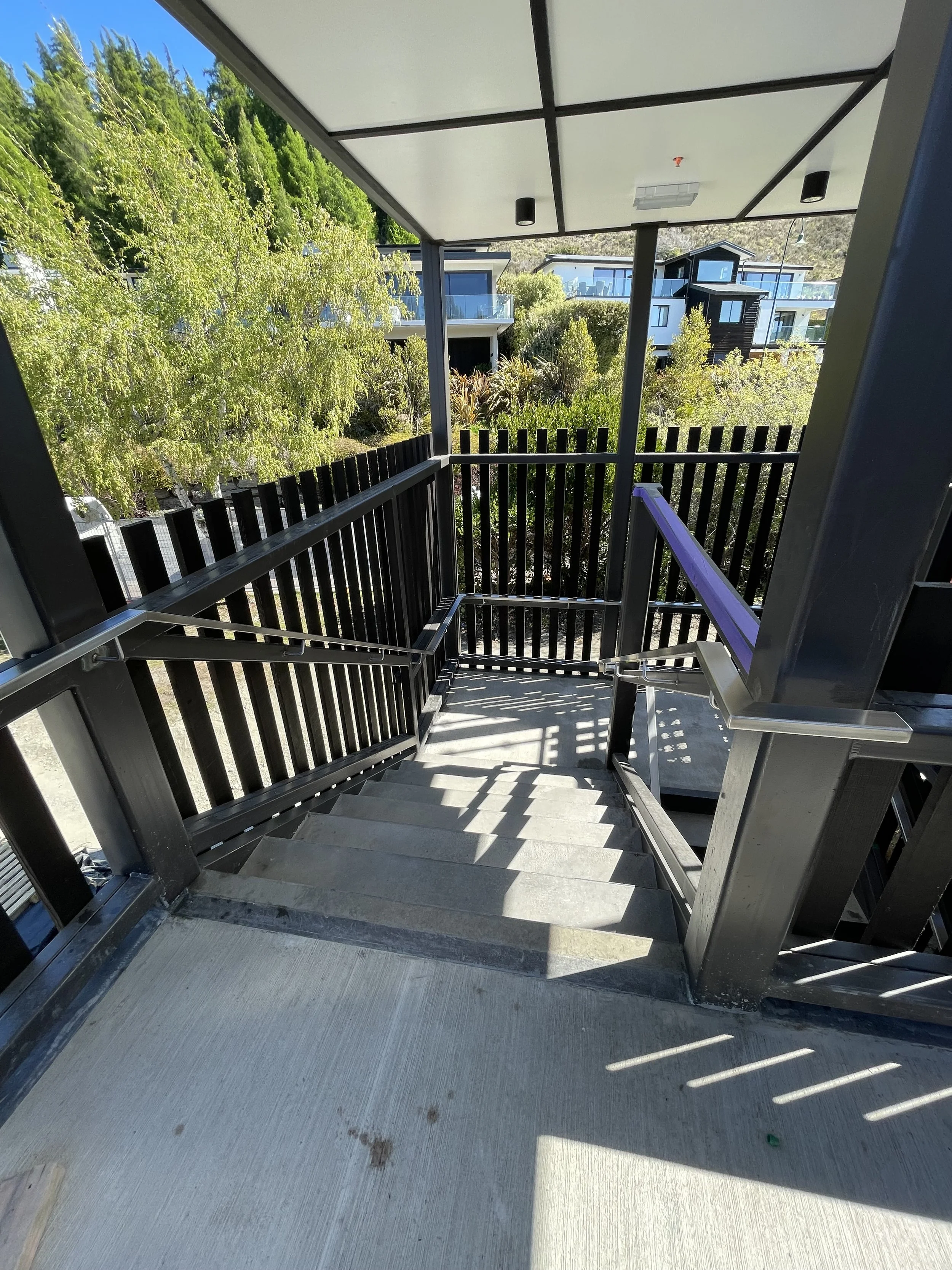 Stainless steel hand rails looking sharp.