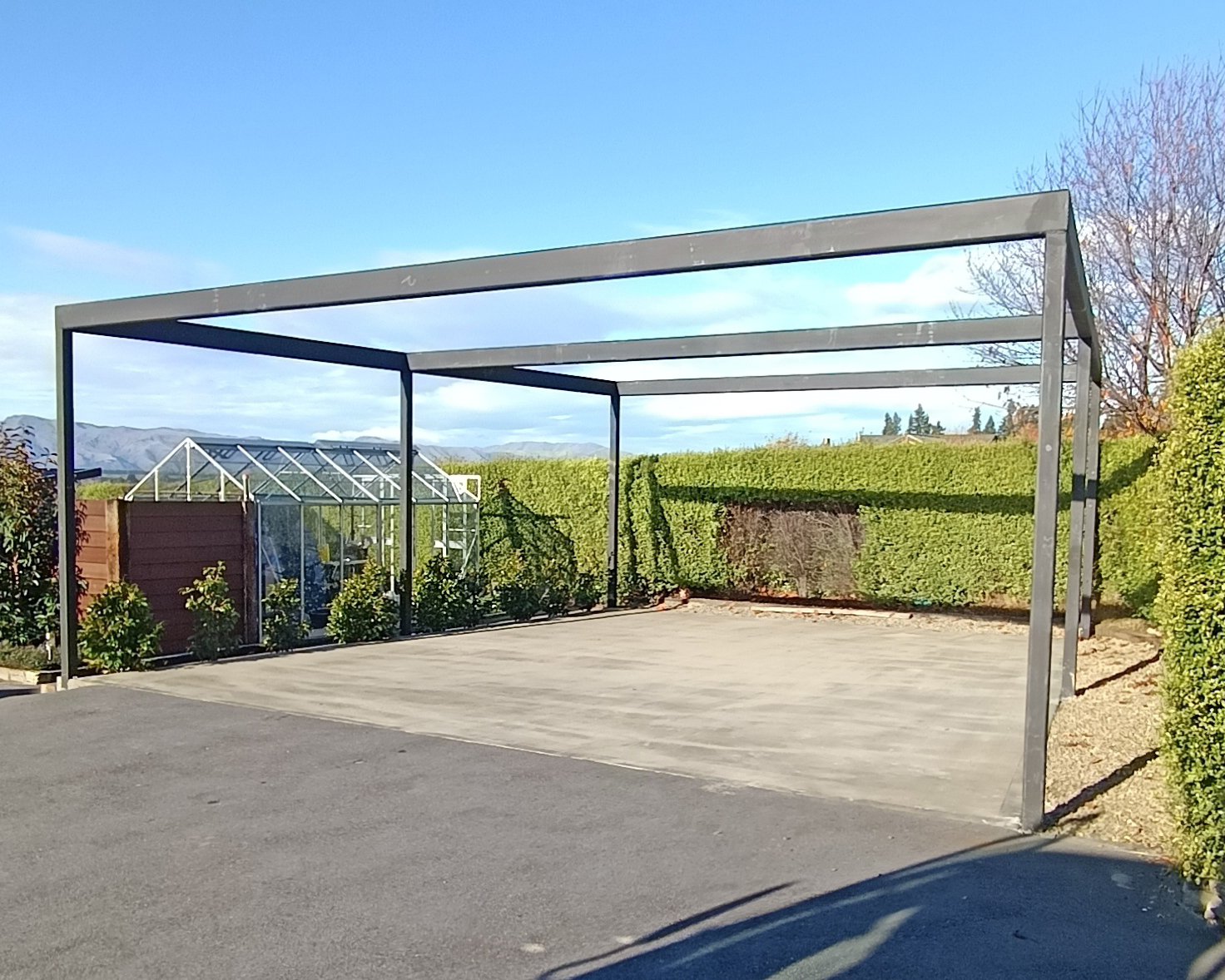 Large steel pergola.
