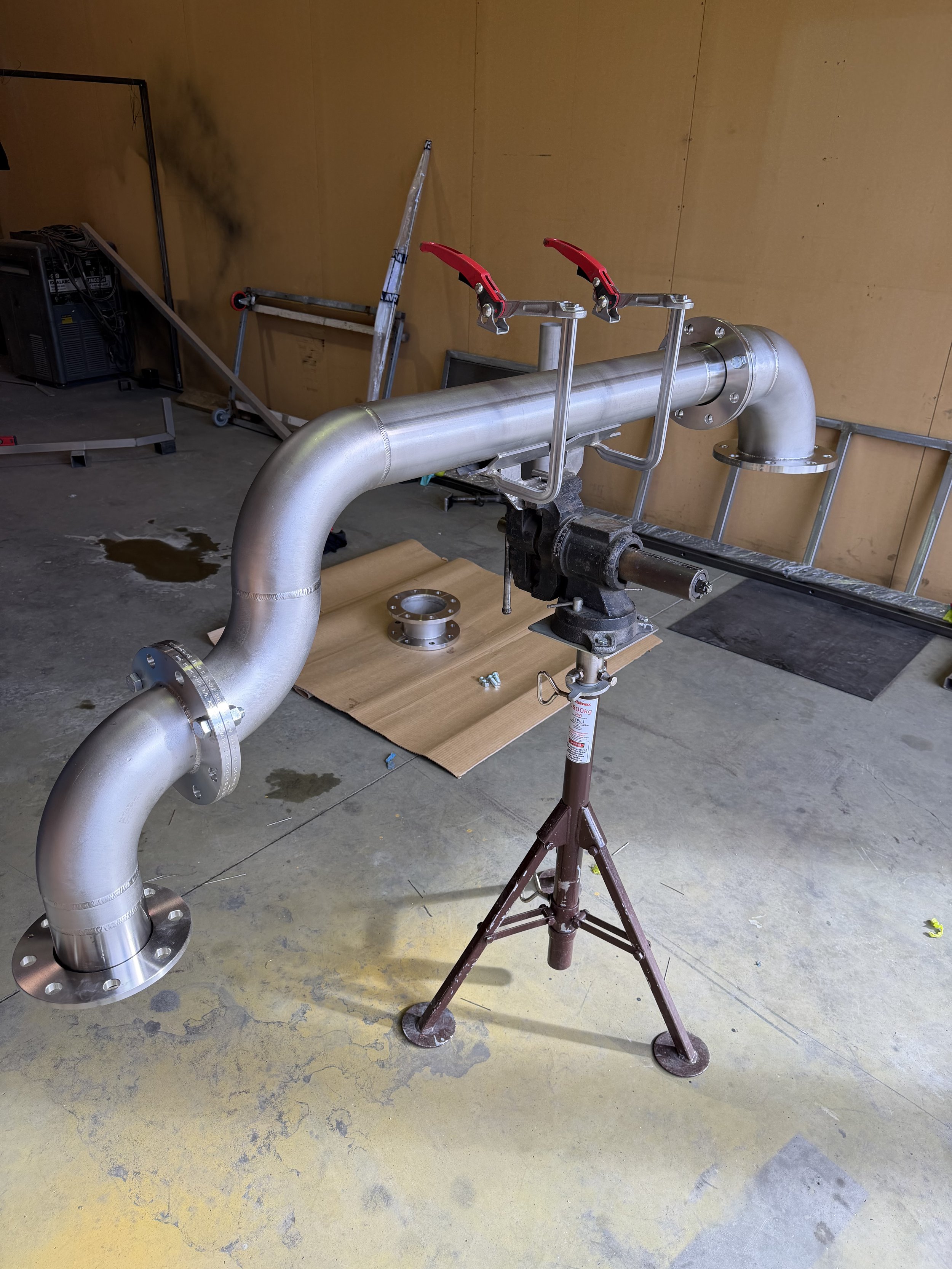 Purge welded sch10 stainless steel pipe work.