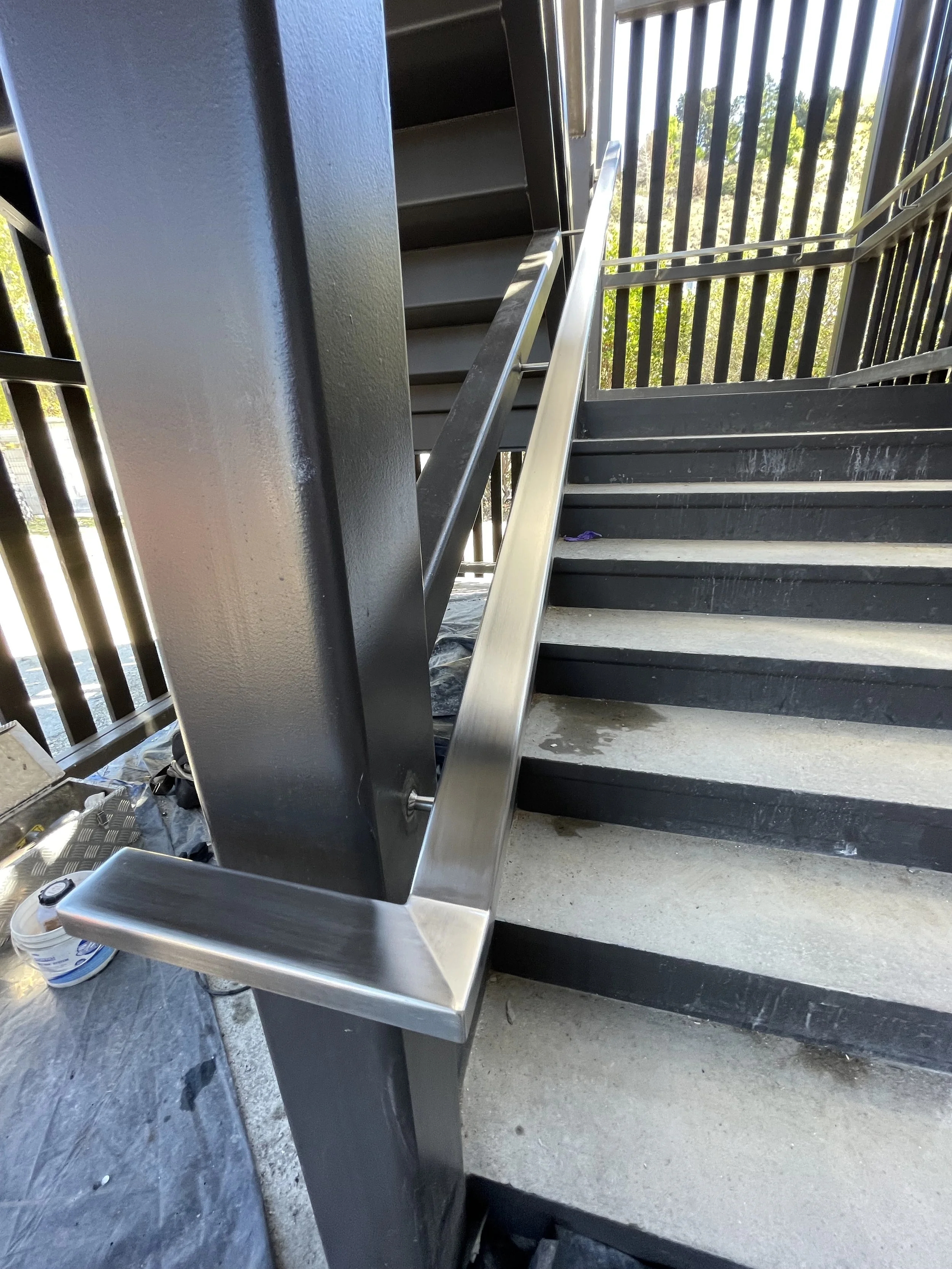 Stainless steel hand rails looking sharp.