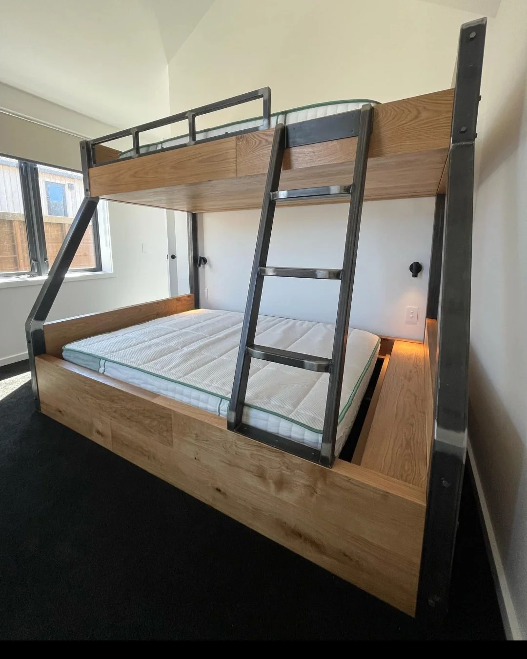 Rustic bunk beds. Finished with a wax coating.