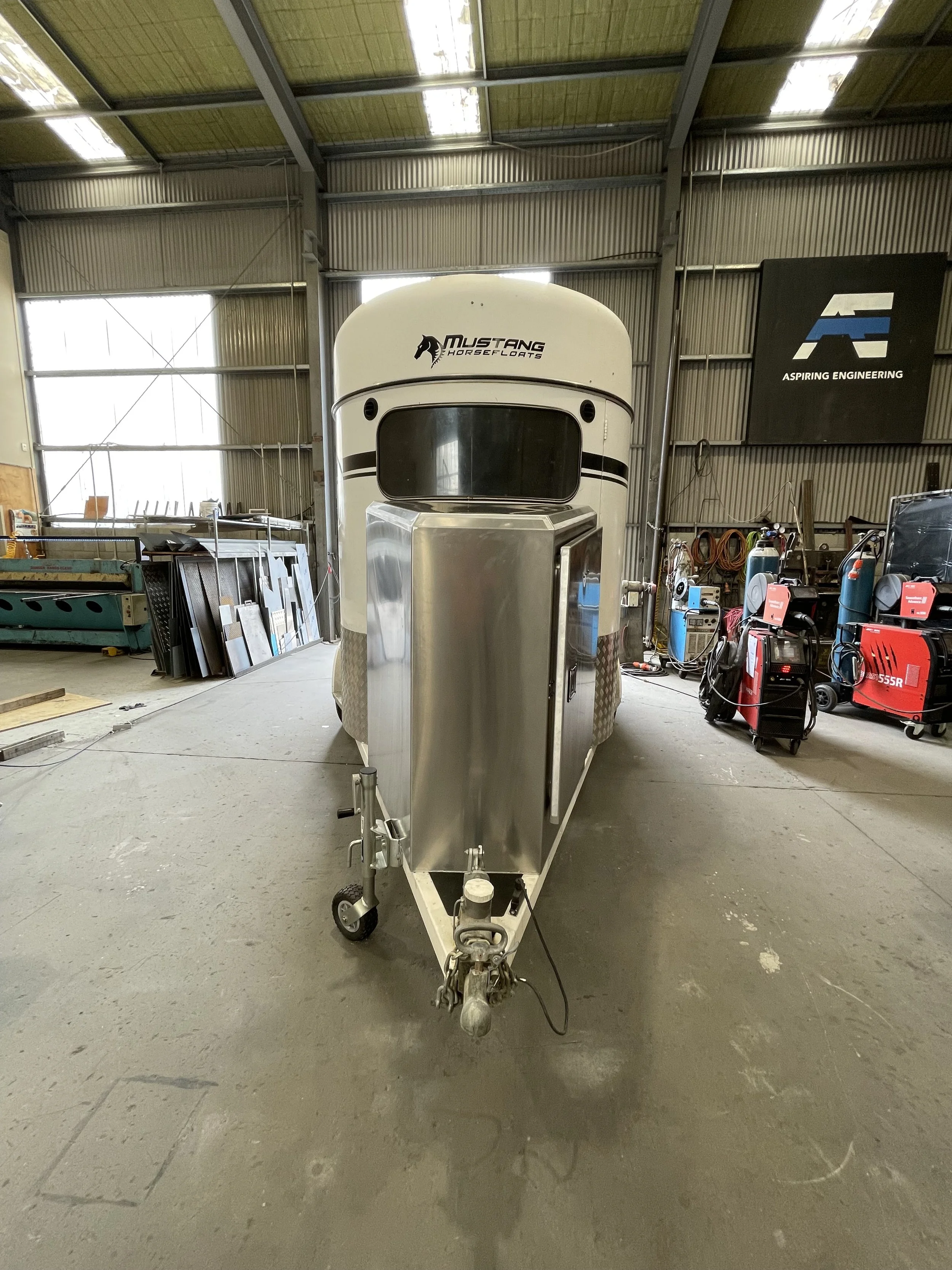 Custom alloy box for this horse float. built to house two saddles and much more.