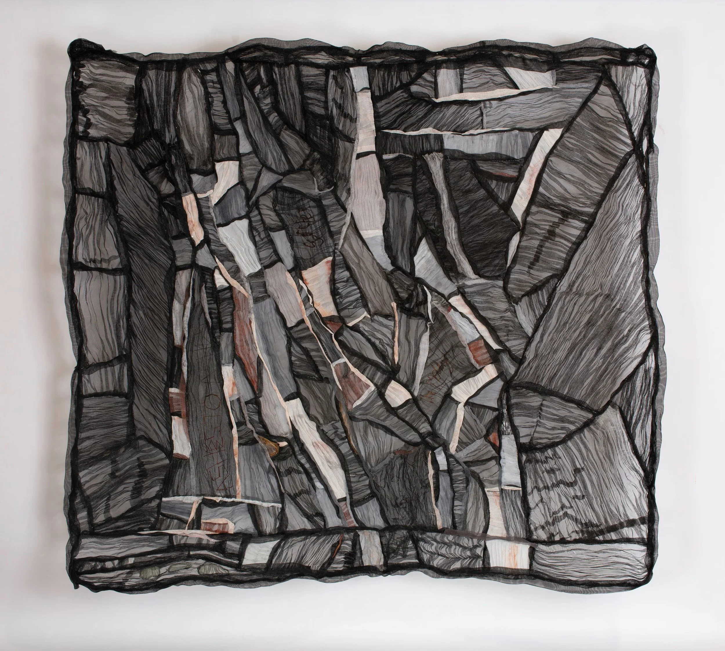 J9 Stanton, Shadow of a disappearing landscape, 2024, aluminium, mesh 