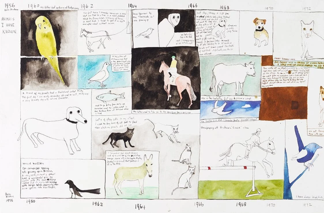 Noel McKenna, Animals I have known, 2015-16, pencil, pen and ink, wash on paper