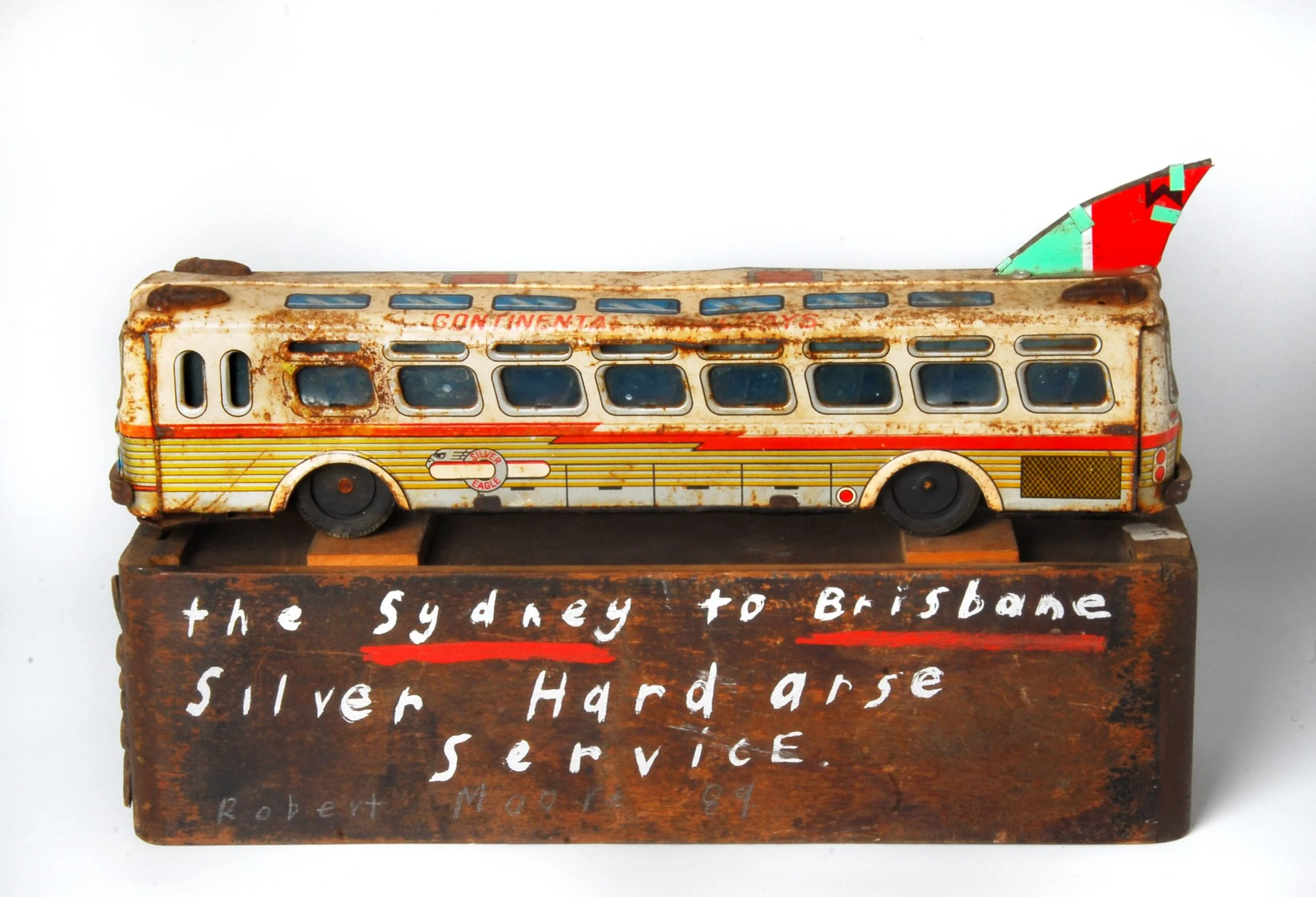 Robert Moore, The Sydney to Brisbane silver hardarse service, 1989, sculpture/found object 