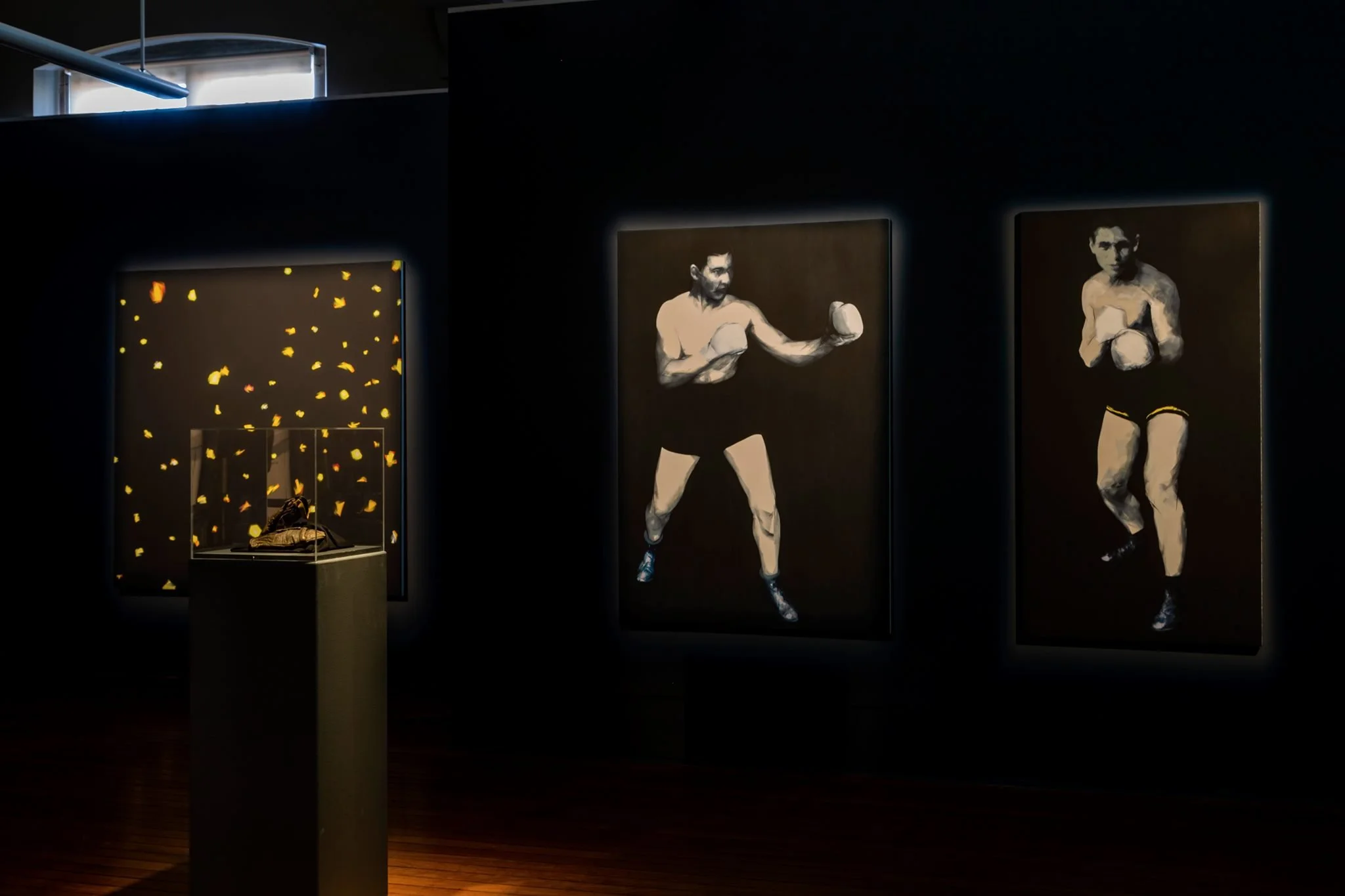 Three works by Nigel Milsom, Judo-House Part 9 (Birdland), 2021, oil on linen.