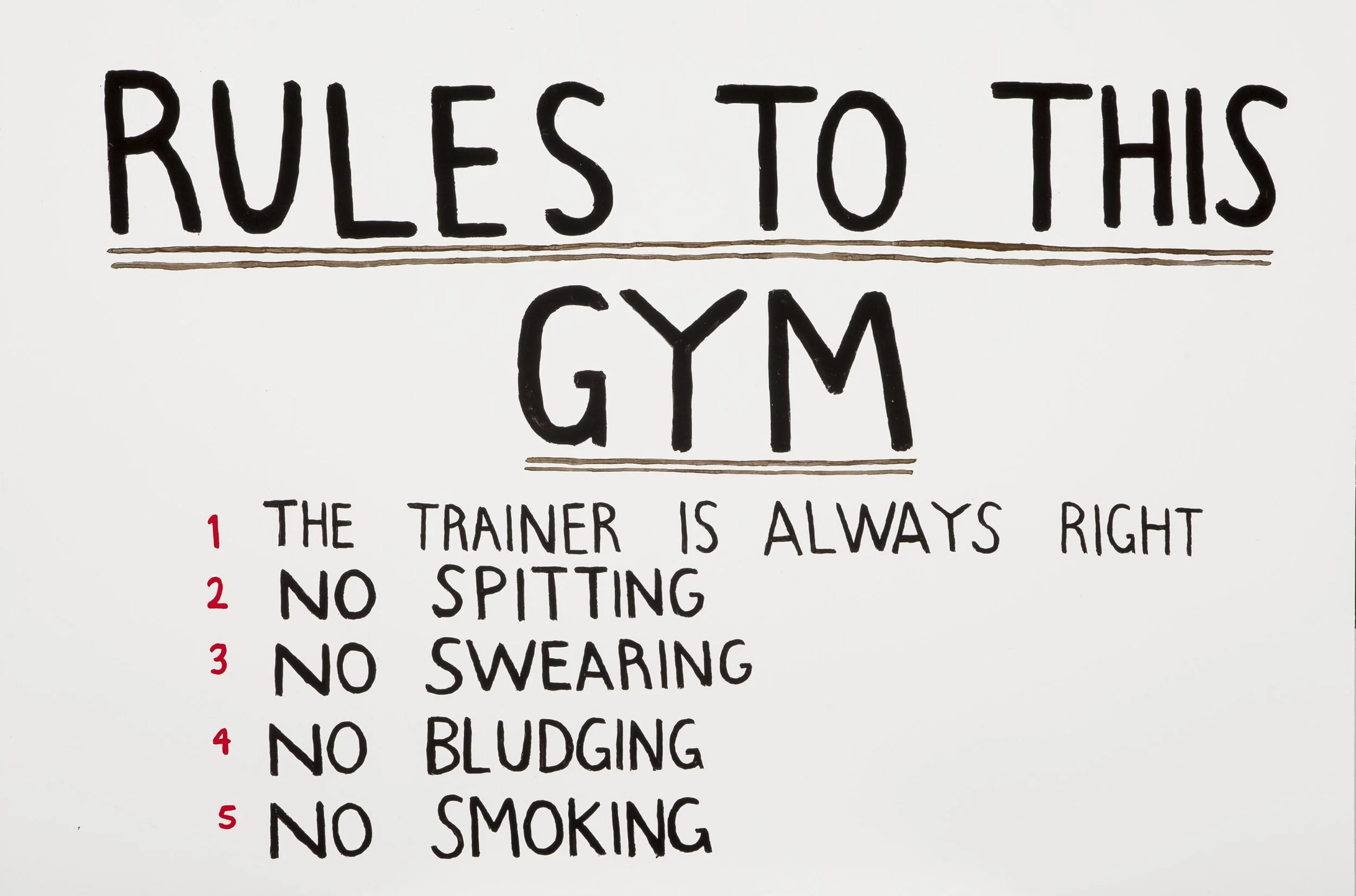 Richard Lewer, Northside Boxing Rules, enamel on steel 100cm x 70cm