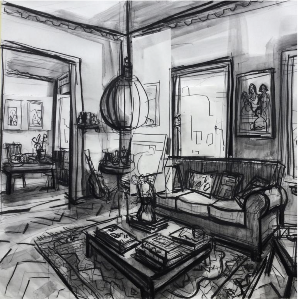 John Bokor, “Two Rooms” 90 x 110cm