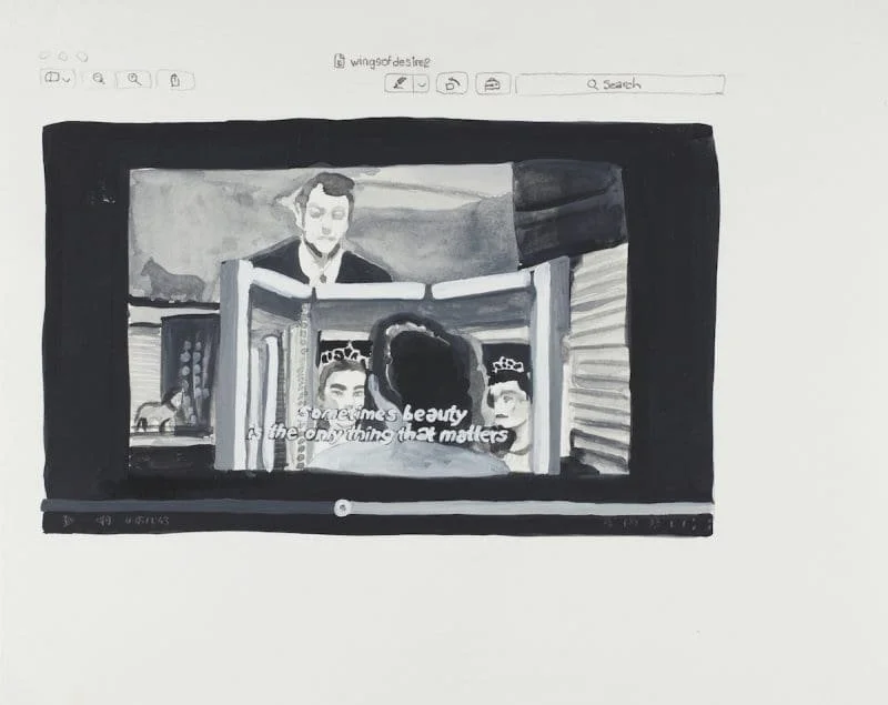 Laura Hindmarsh, Solveig Dommatin: Wings of Desire, 2015, from the series Screen Studies, gouache and pencil on paper, 14 x 19.3 cm (image). Collection of the artist. © Laura Hindmarsh. Photo: AGNSW,
Mim Stirling.