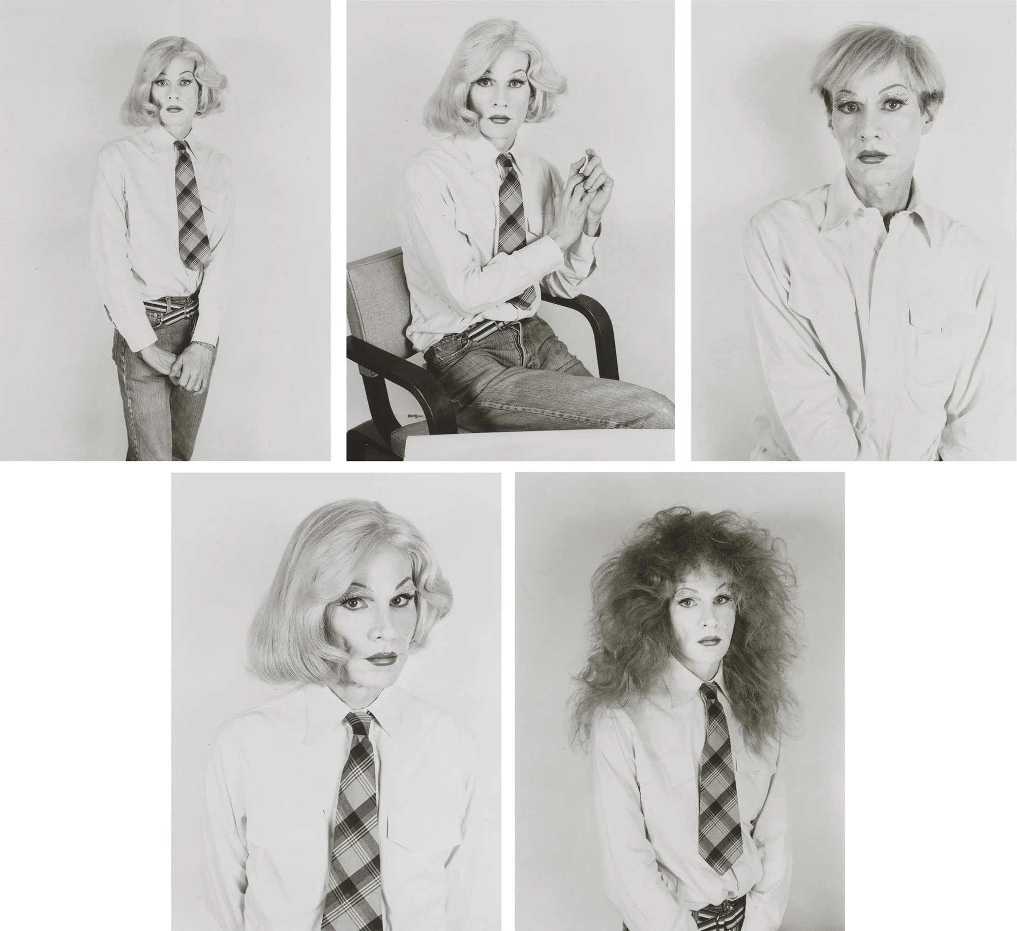 Christopher Makos 
Altered Image: Five Photographs of Andy Warhol
1982
Portfolio of five gelatin silver prints
Each sheet: 20 x 16 in. (50.8 x 40.6cm)
Each image: 18 x 12 3/4 in. (45.7 x 32.3cm)