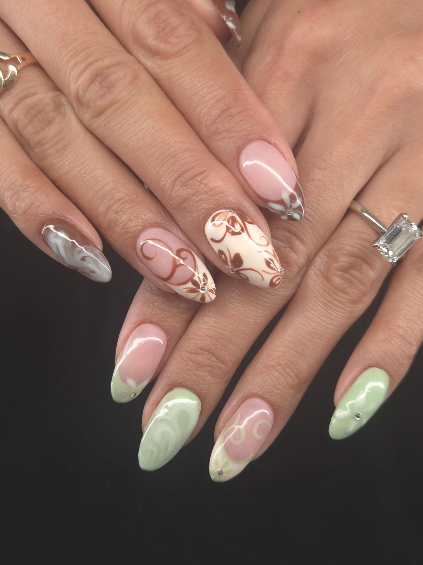 matcha &amp; coffee🍵☕️

#polishednailsmn #coffeenails #matchanails #mnnails #mnnailtech