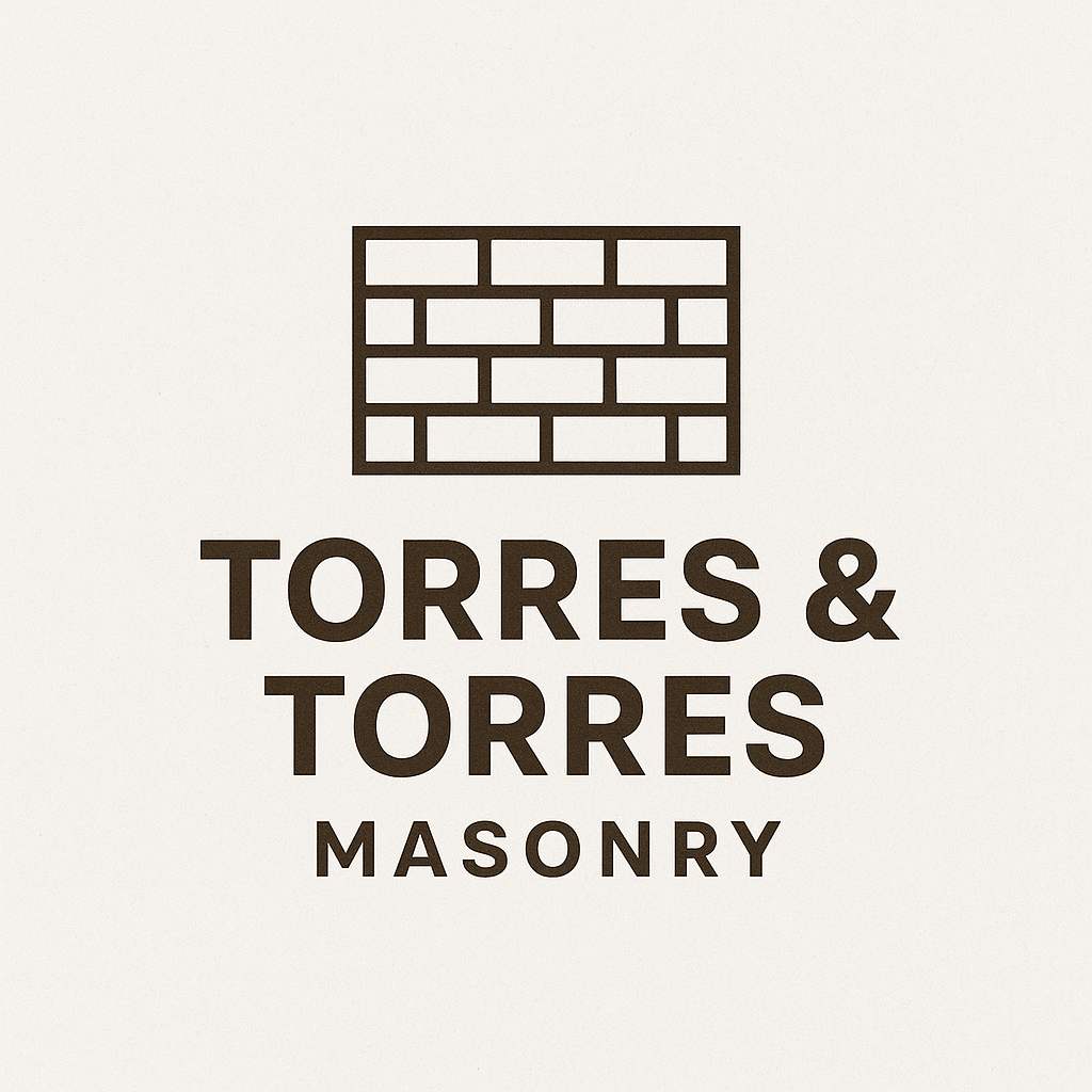 Logo for Torres & Torres Masonry featuring a brick wall graphic and bold text.