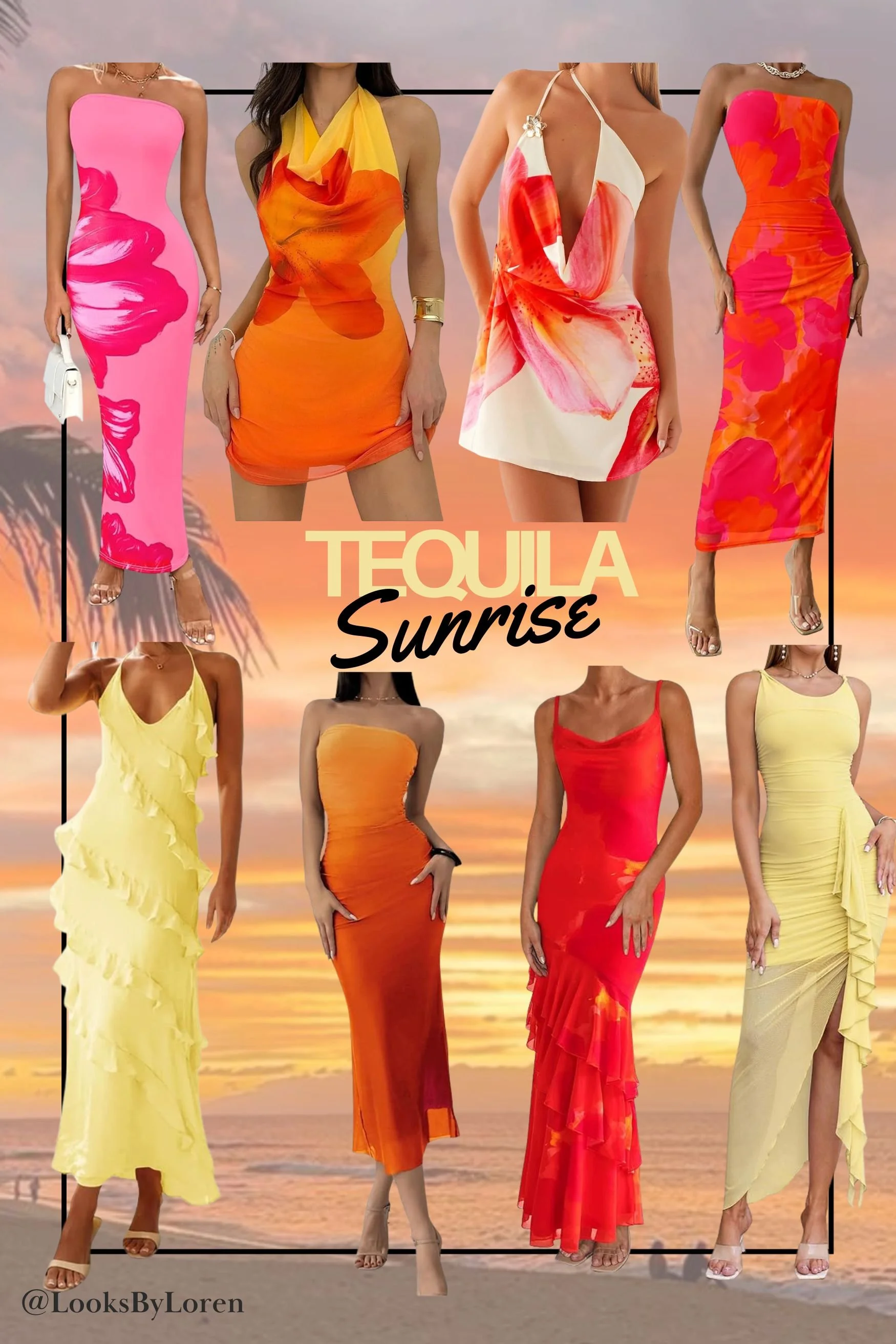 Tequila Sunrise Outfit Inspo | Bold + Bright Vacation Dresses
