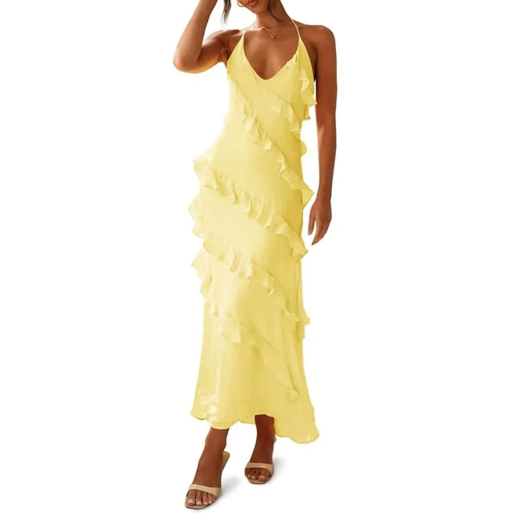 Yellow Ruffle Maxi Dress