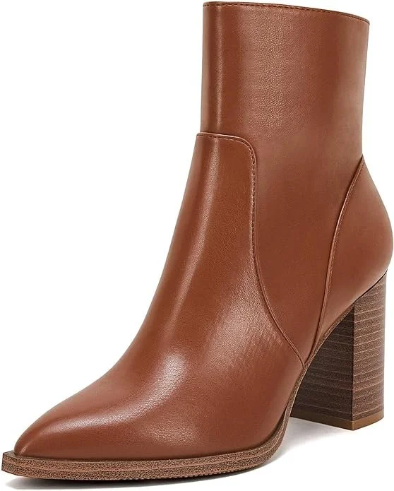 Brown Pointed Toe Ankle Boots