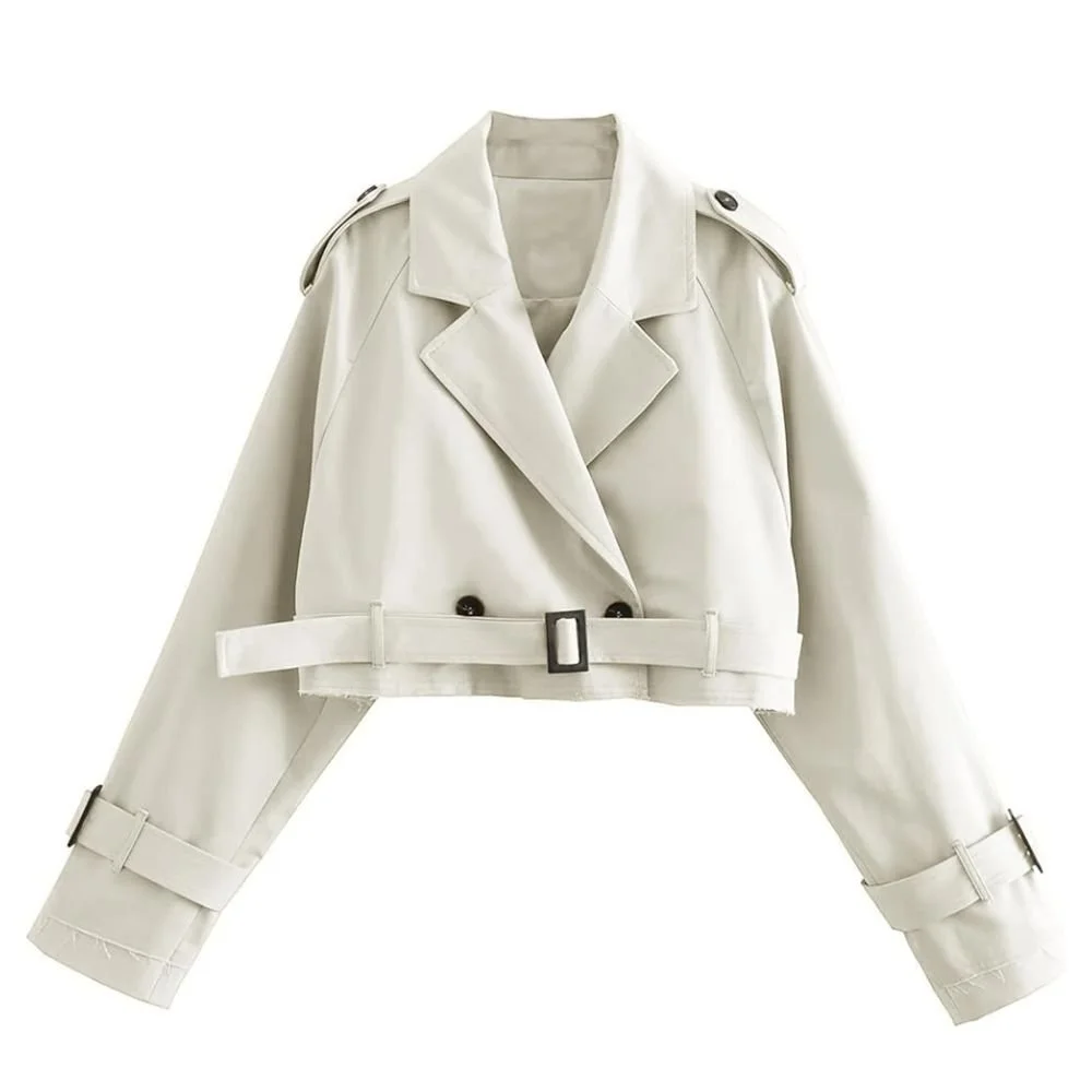Beige Cropped Trench Coat
