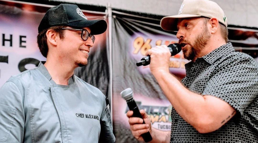 beef vegan present rock 102.1 kfma meet the chefs 2024 promotion iron chef competition chef alexander cole alex