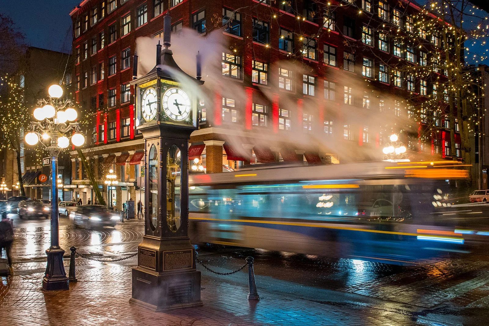 Gastown steam clock long exposure captured in Vancouver photography class