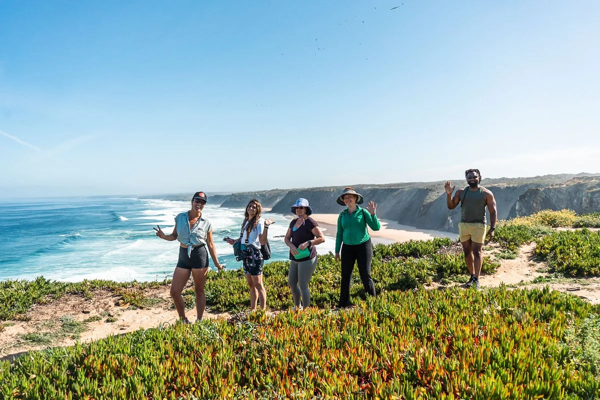 Group coastal hike during retreat, event photography