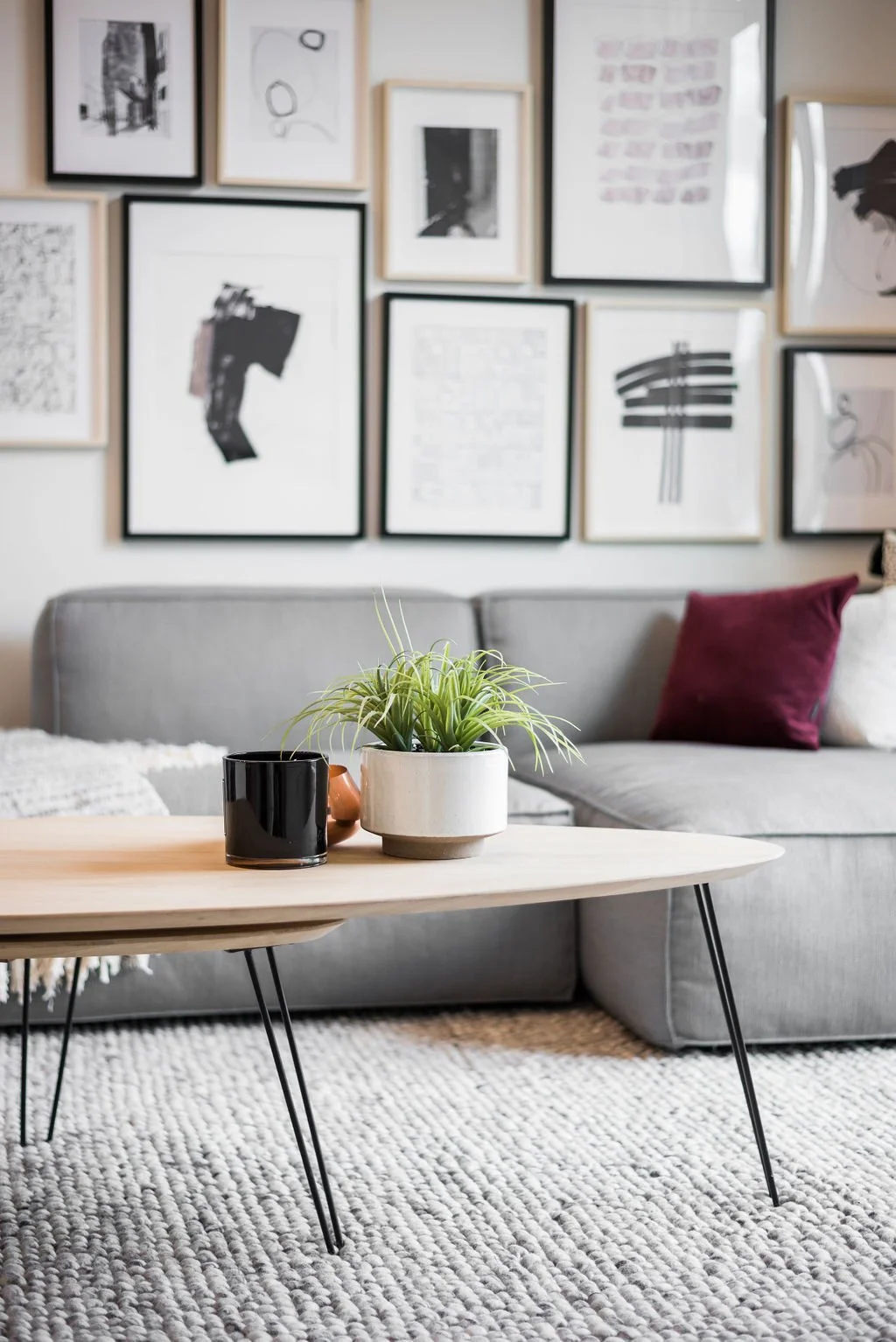 Modern living room with artwork, interior photographer Nova Scotia