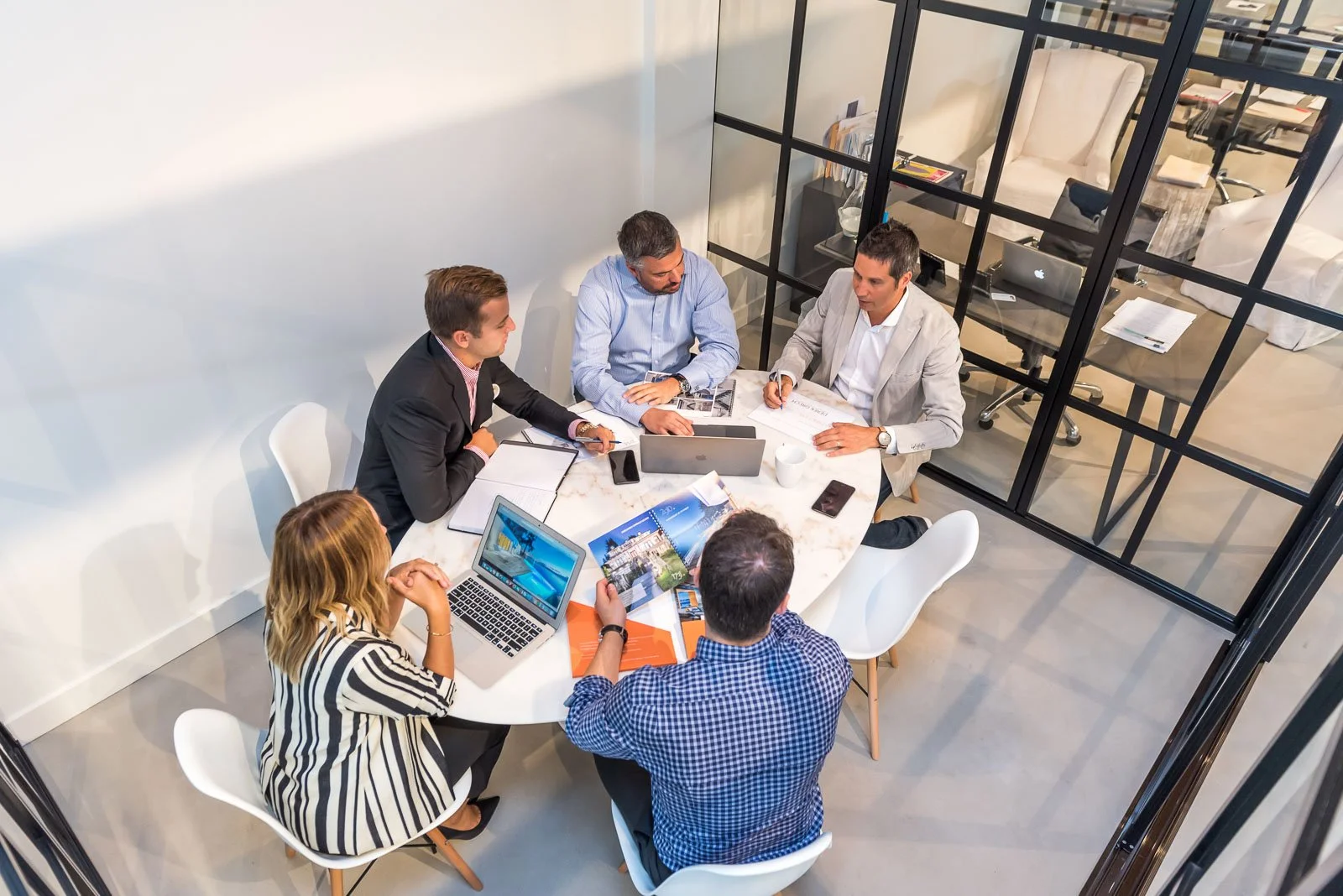 Team working in bright coworking space, Halifax branding photography