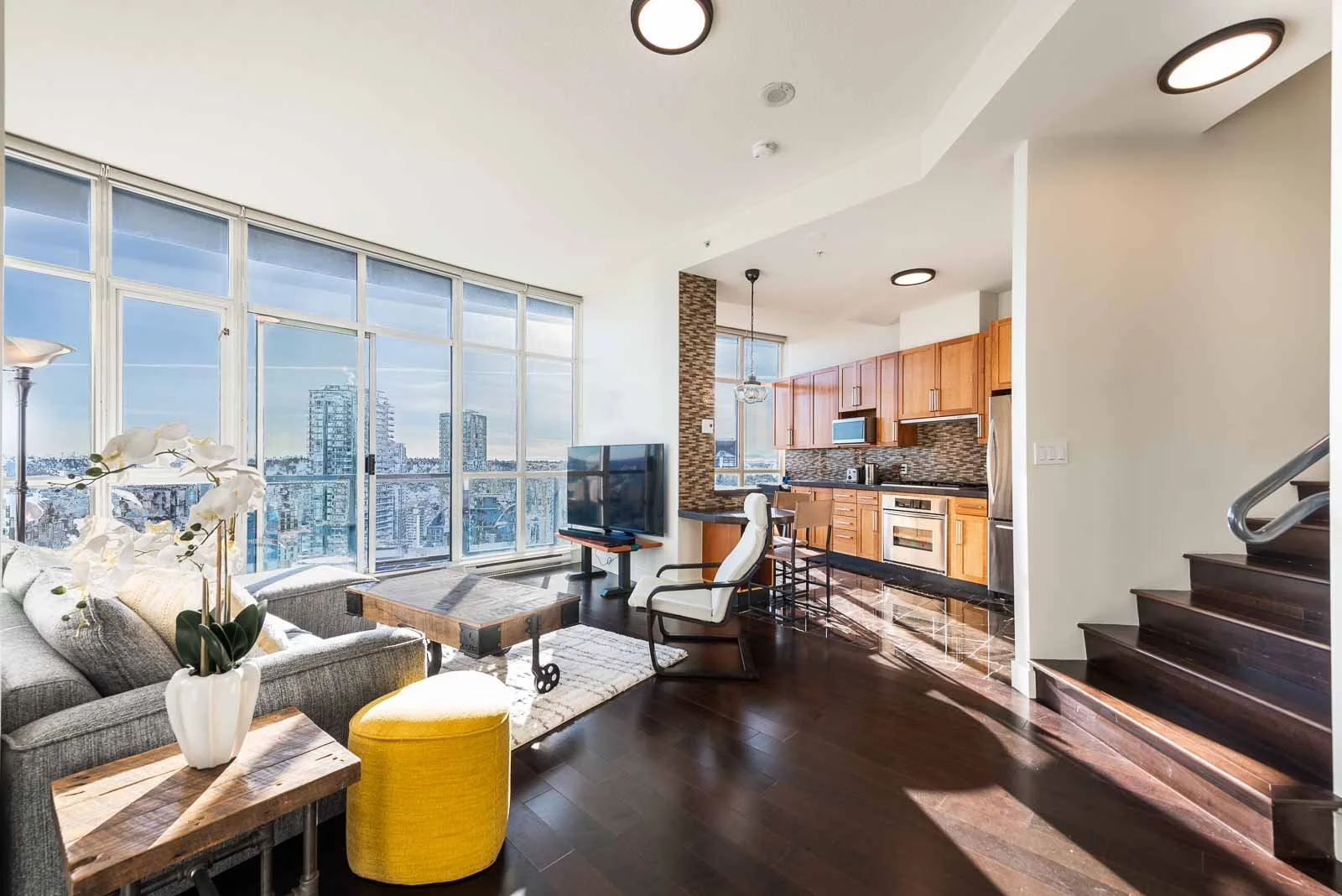 Open concept living room, interior photographer Vancouver