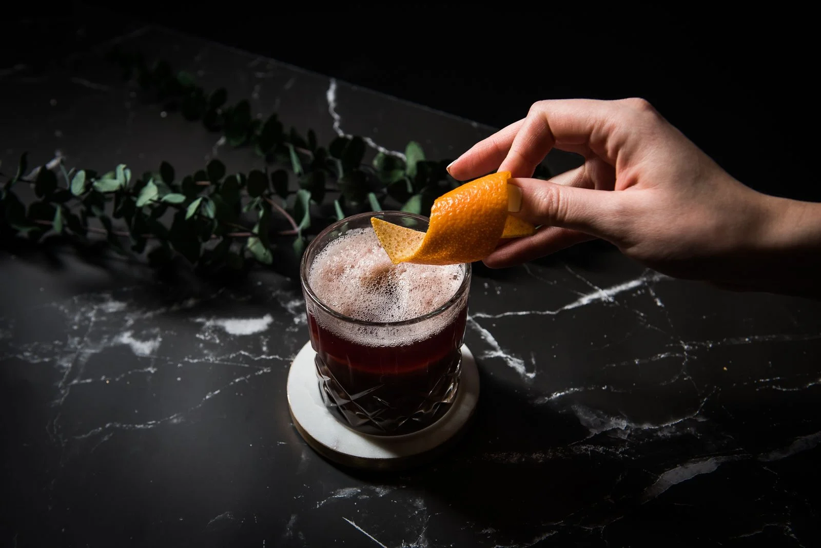 Food and beverage branding photography of crafted cocktail in Halifax, Nova Scotia