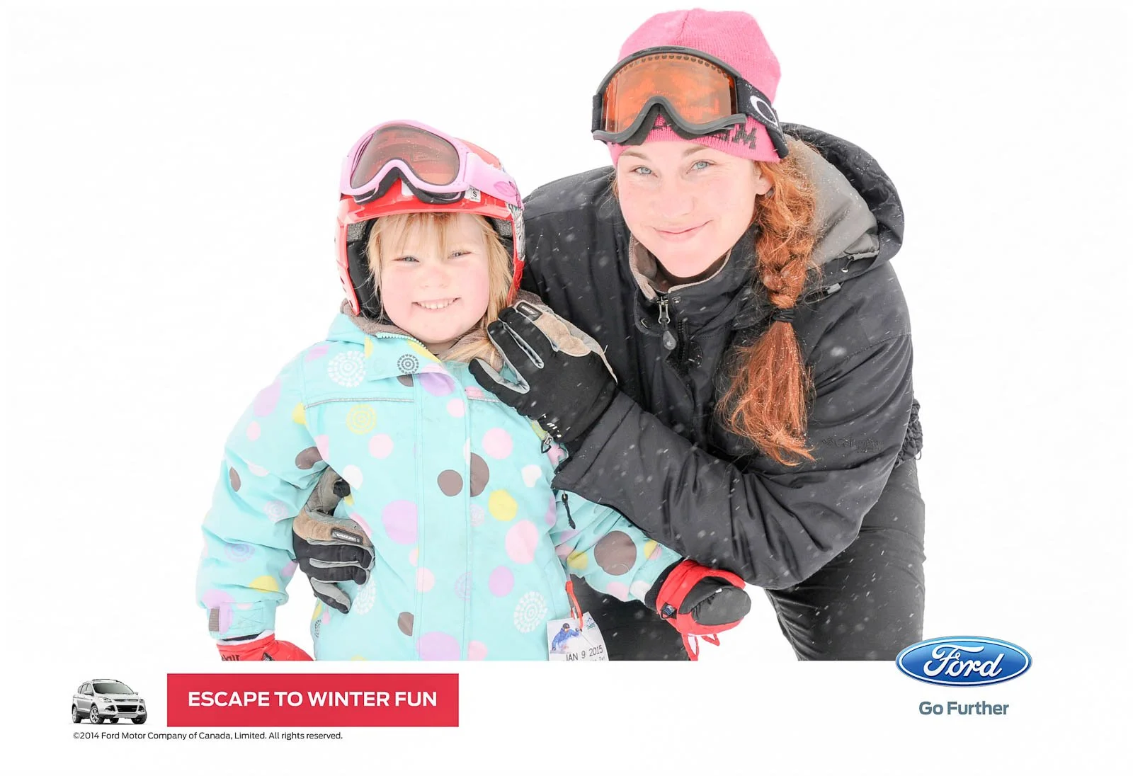 Mother and daugther in ski gear, branding photography for Ford