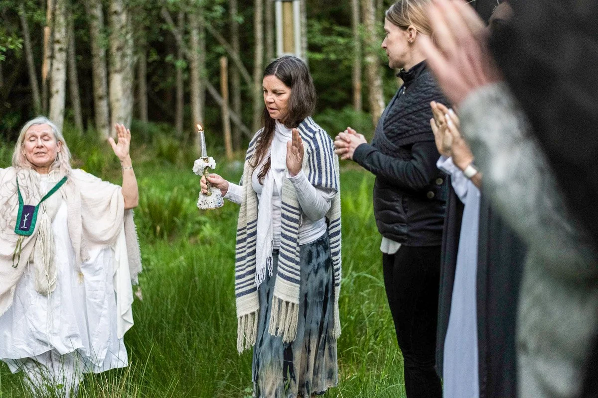 Ceremony at forest retreat, spiritual wellness retreat photography