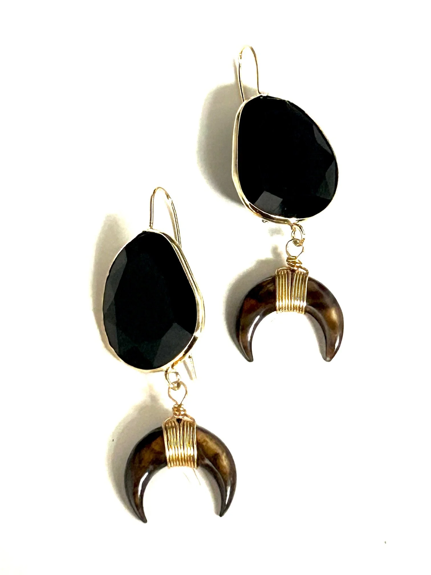 BLK Glass Earrings with Shell drops .jpg