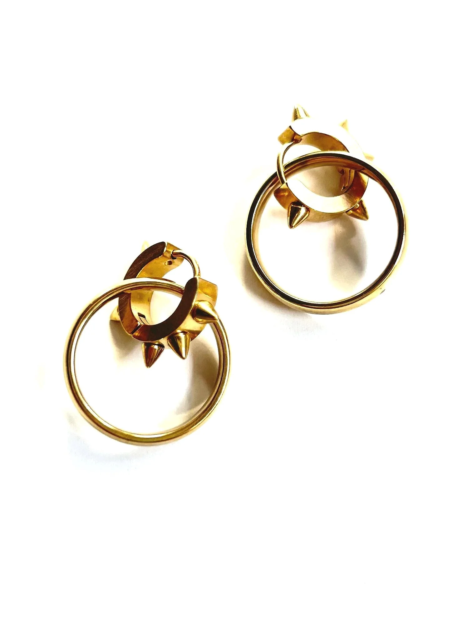 Femme lV  Gold Convertible Stud Huggies Earrings - Removable Ring