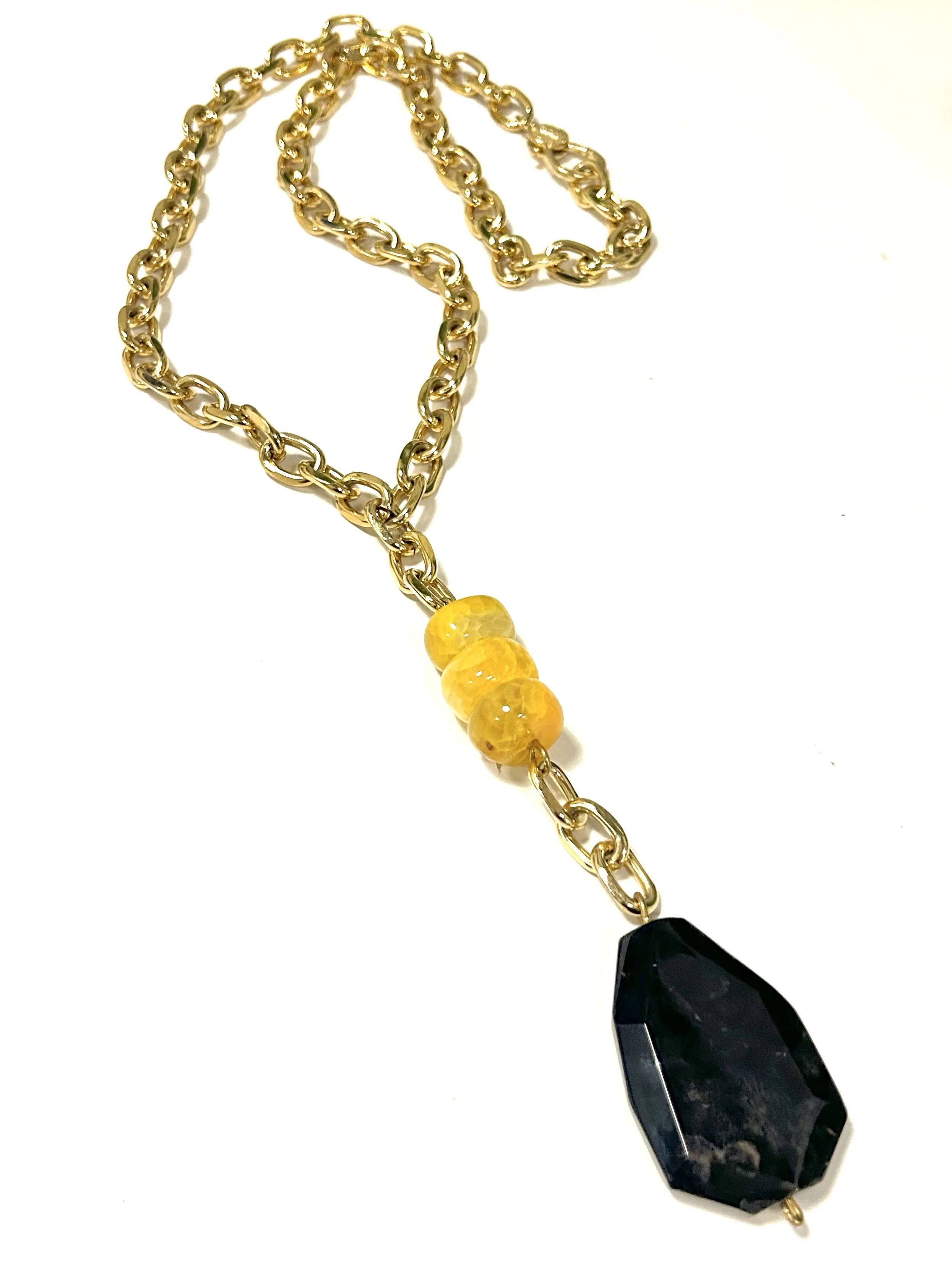 Femme lll - Fossilized Coral Convertible Lariat Necklace + Agate