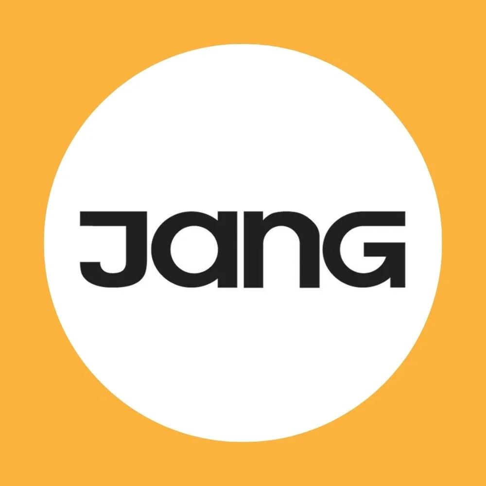 The word 'Jang' written in bold black letters on a white circle with an orange background.