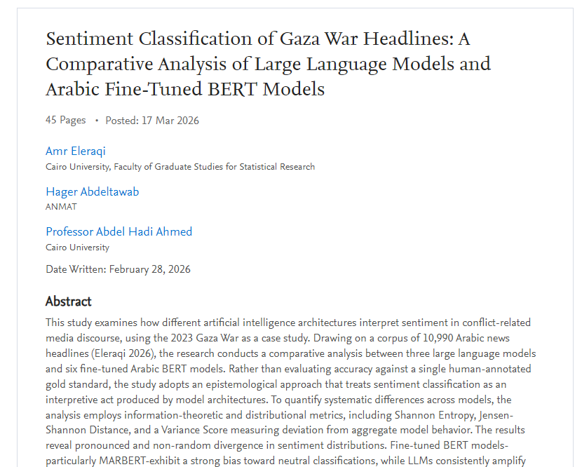 Not All "Neutral" Is Objective: Our Joint Research with InfoTimes on How Large Language Models Analyze Sentiment in Arabic Media Headlines