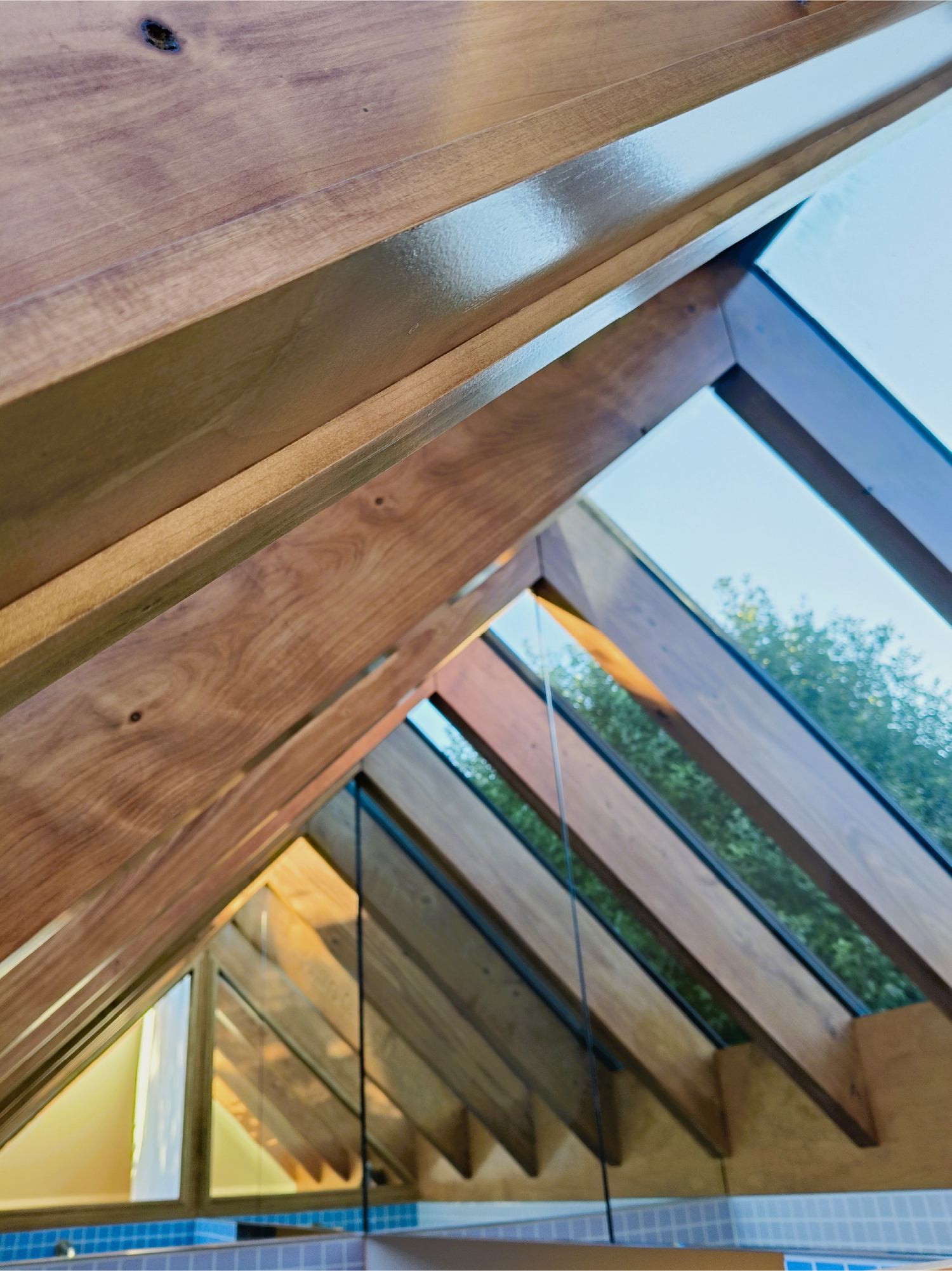 A modern home featuring a custom mirror design.