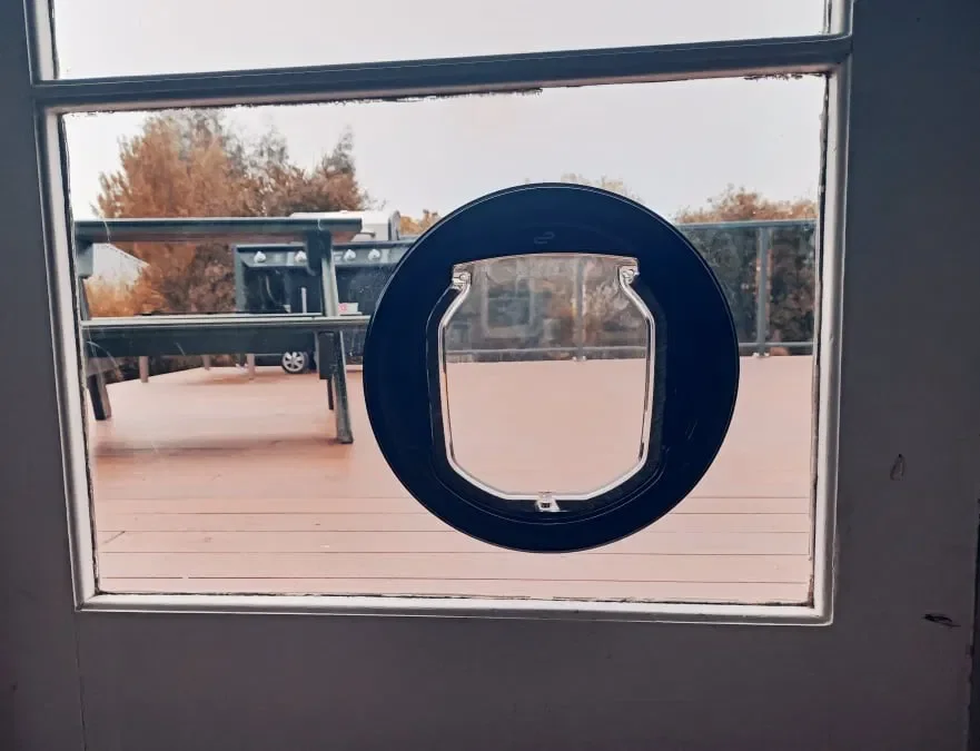 Custom pet door installed in residential home.