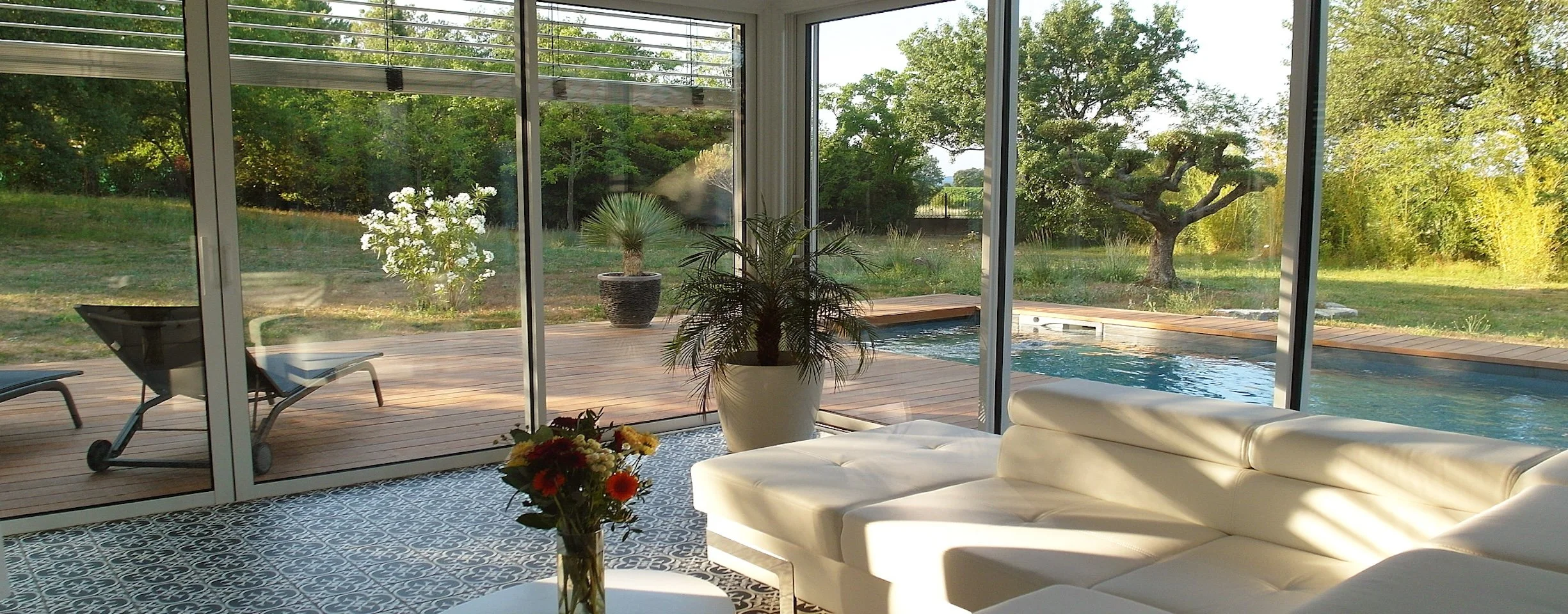 Luxury villa rental with bright living room near Montpellier