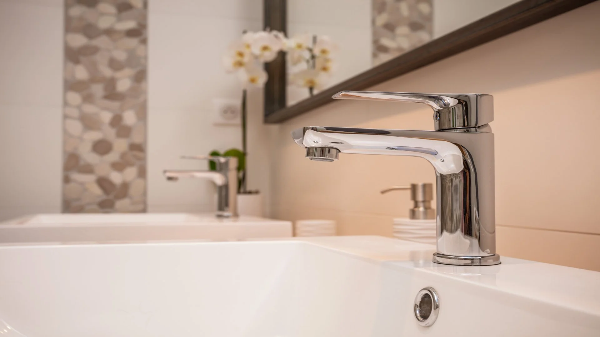 Luxury villa in South of France with designer bathroom and stone walls