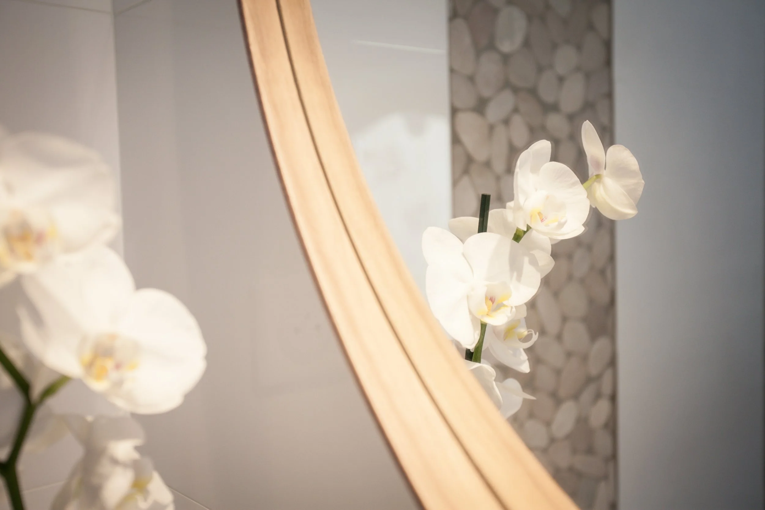 Contemporary mirror design in luxury holiday apartment France