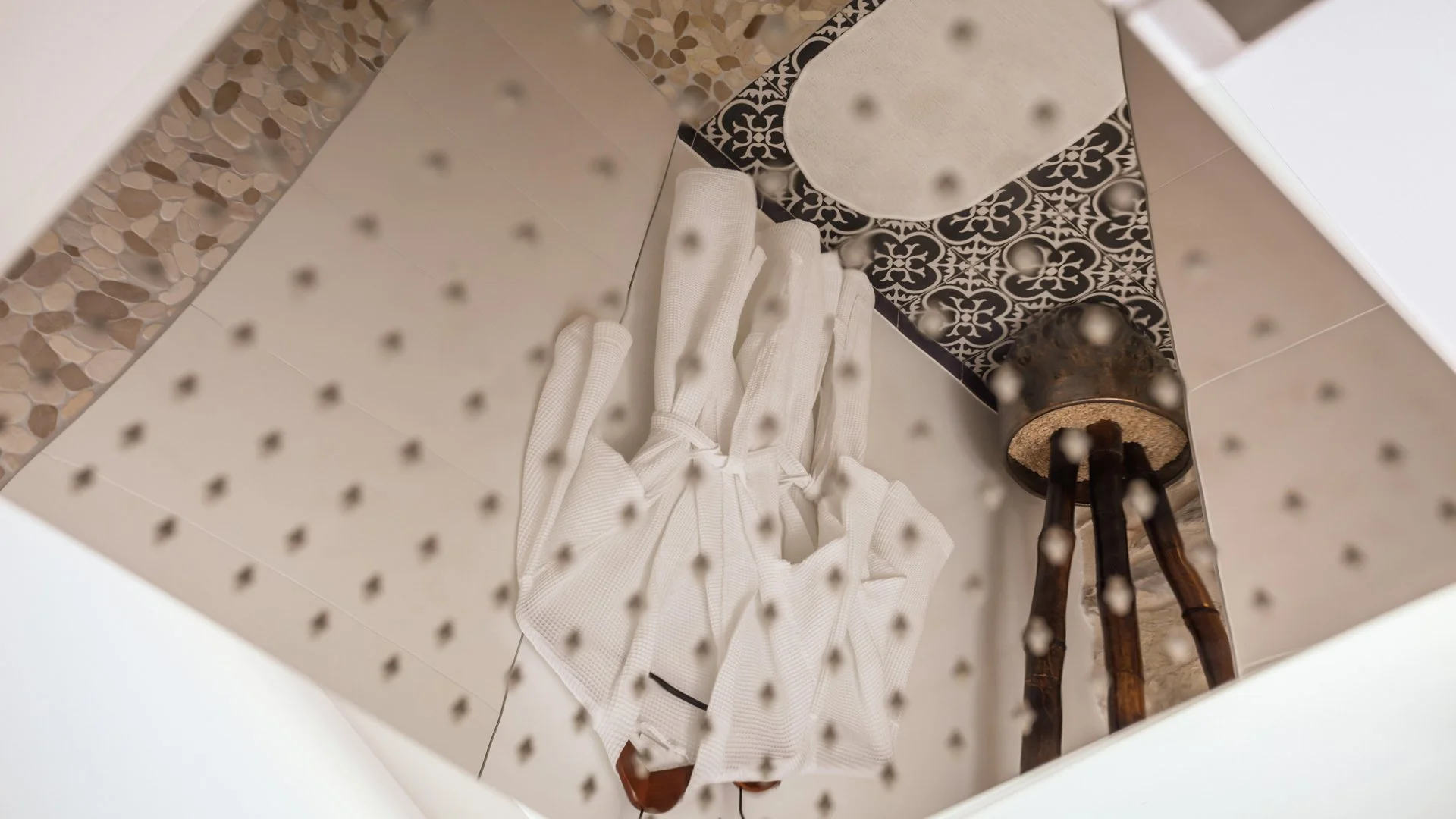 Soft interior textile design in luxury holiday apartment France