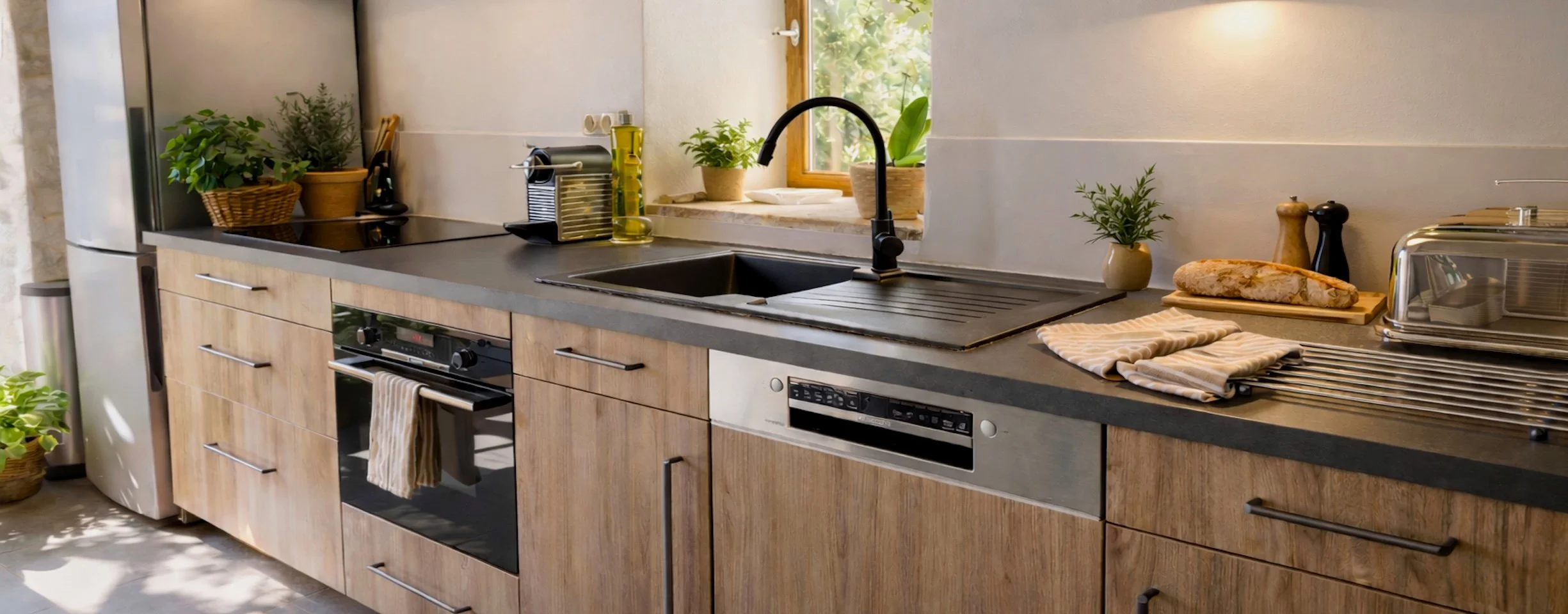 Bright Country-Style Kitchen with Stone Walls – Domaine de Monteils
